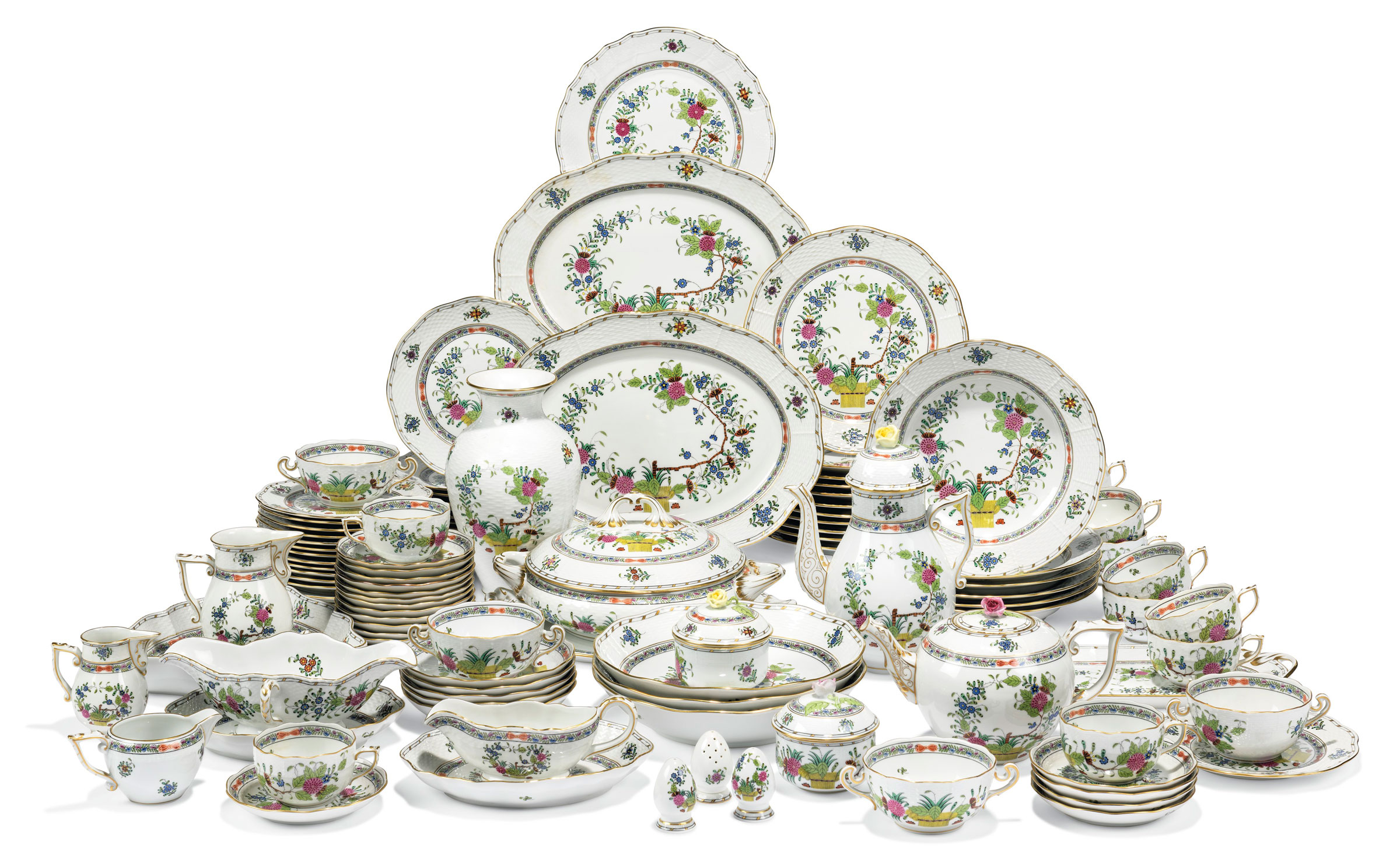 A Herend porcelain 'Indian basket' pattern part dinner-service, 20th century. Sold for £10,000 on 20 May 2021 at Christie’s Online