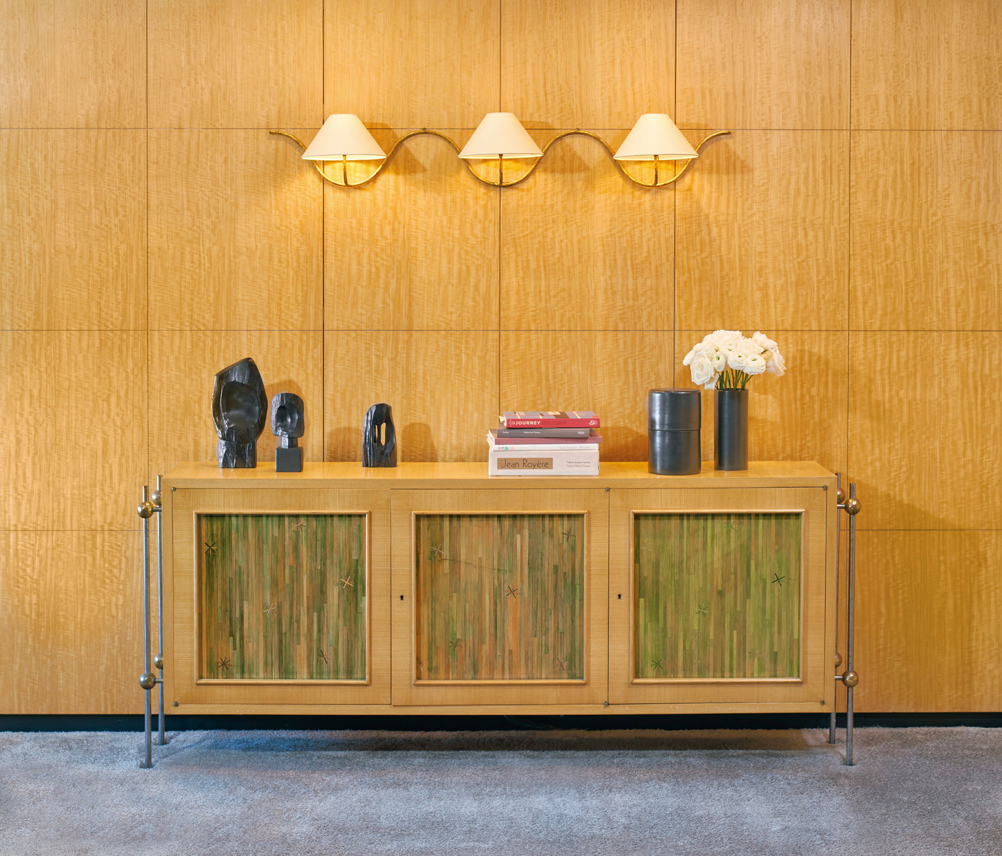 Jean Royère (1902-1981), rare ‘Étoile’ sideboard, c. 1955. 33¾ x 80½ x 14¼ in (85.7 x 204.5 x 36.2 cm). Estimate: $200,000-300,000. Offered in Paris in New York: A Private Collection of Royère, Vautrin, Jouve on 26 May 2021 at Christie’s in New York