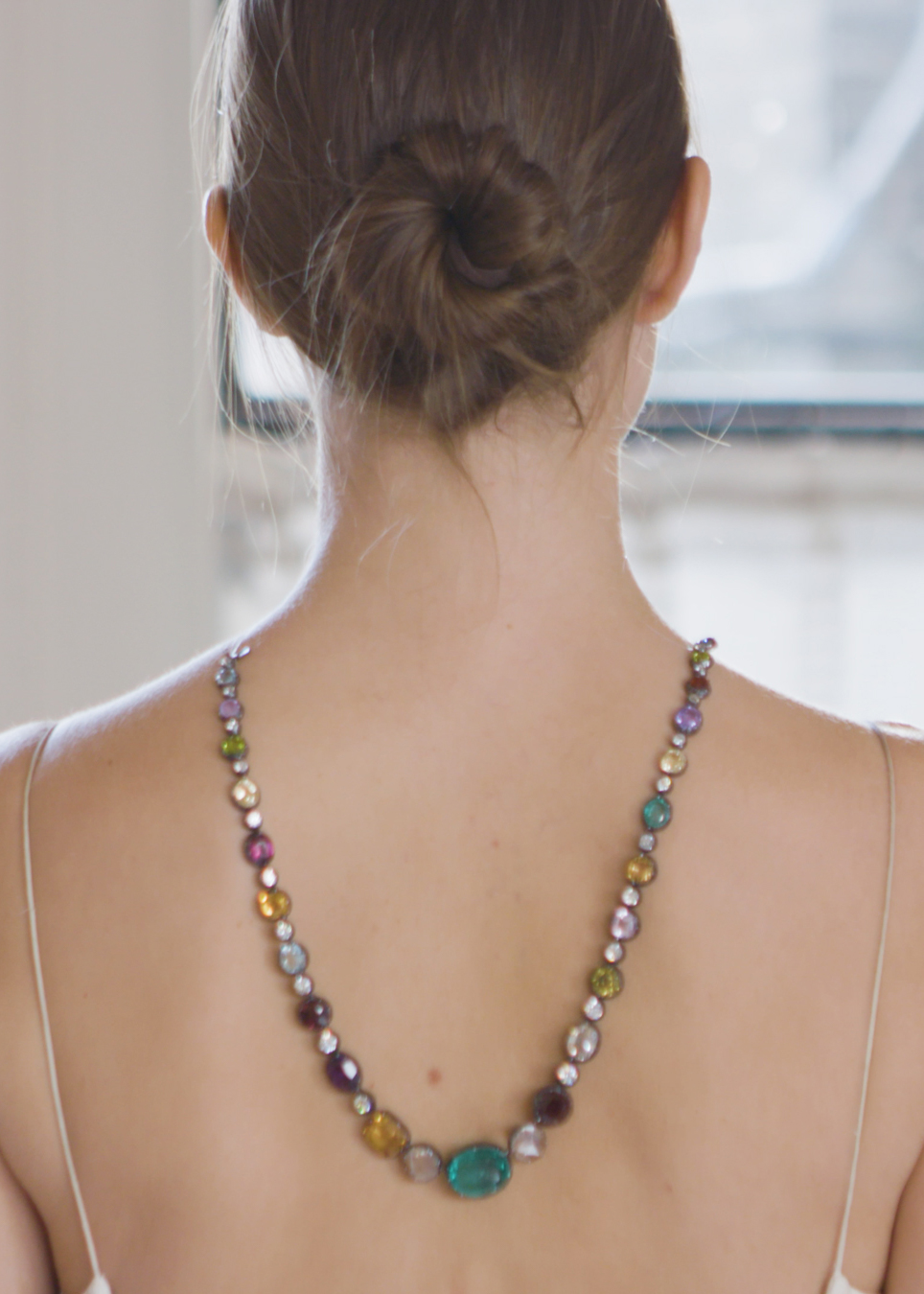 When Rose draped this necklace down the model’s back, the look felt ‘instantly modern’