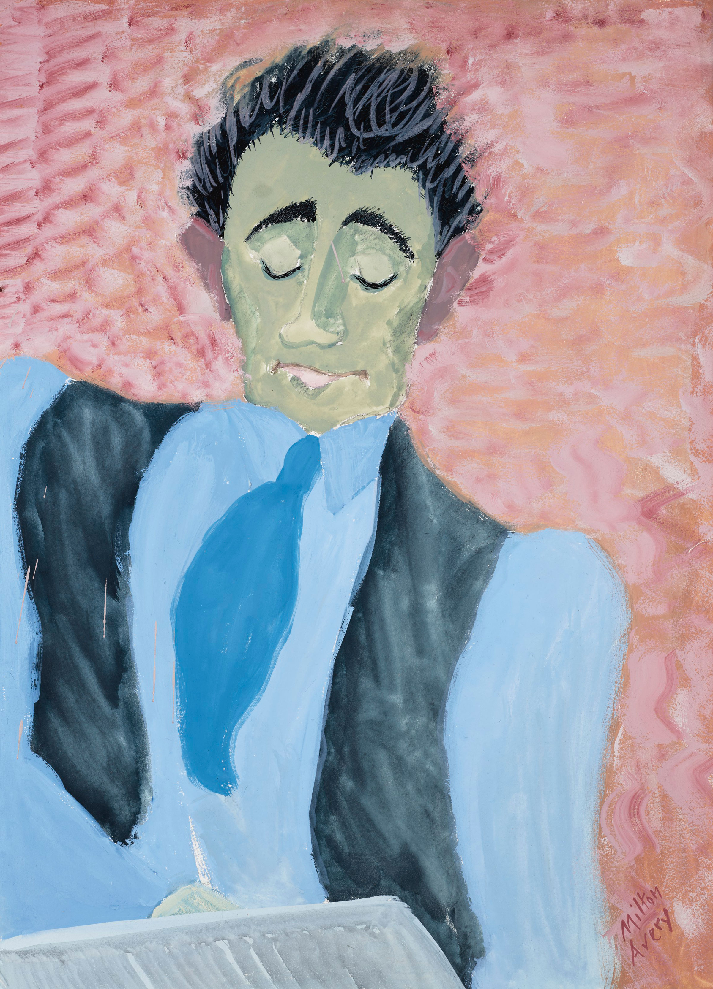 Milton Avery (1885-1965), Artist at Work, c. 1940. Gouache on paper. 31 x 22⅜ in (78.7 x 56.8 cm). Estimate: $20,000-30,000. Offered in American Art on 18 May 2021 at Christie’s in New York