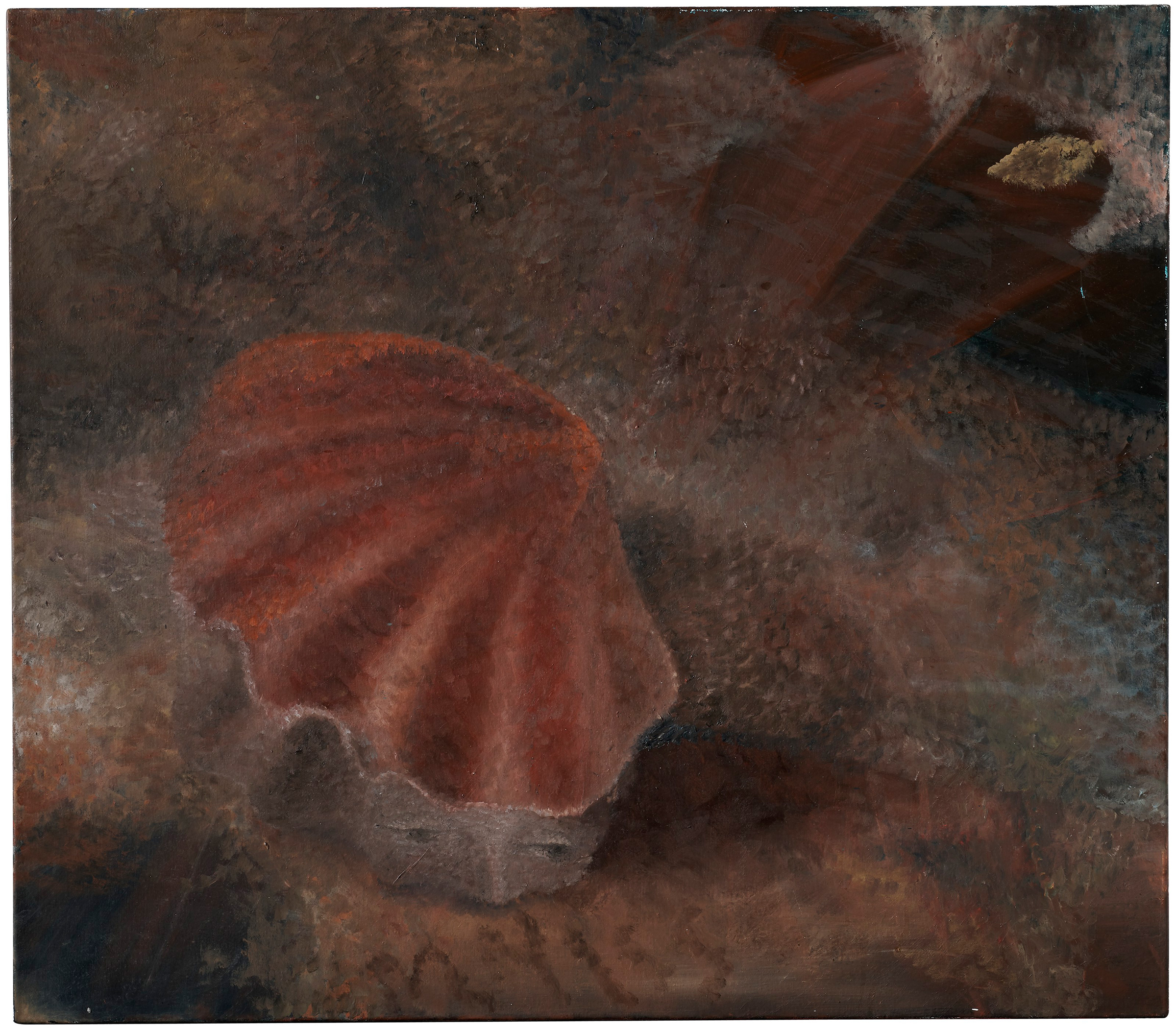 伊西‧伍德（1993年生），《赖床》，2017年作。 油彩画布。  27&frac12; x 31&frac34; 英寸 （70 x 80.5厘米）。 估价：25,000-35,000英镑。 此作将于2021年7月2日在佳士得伦敦「战后及当代艺术（日间拍卖）」中呈献

