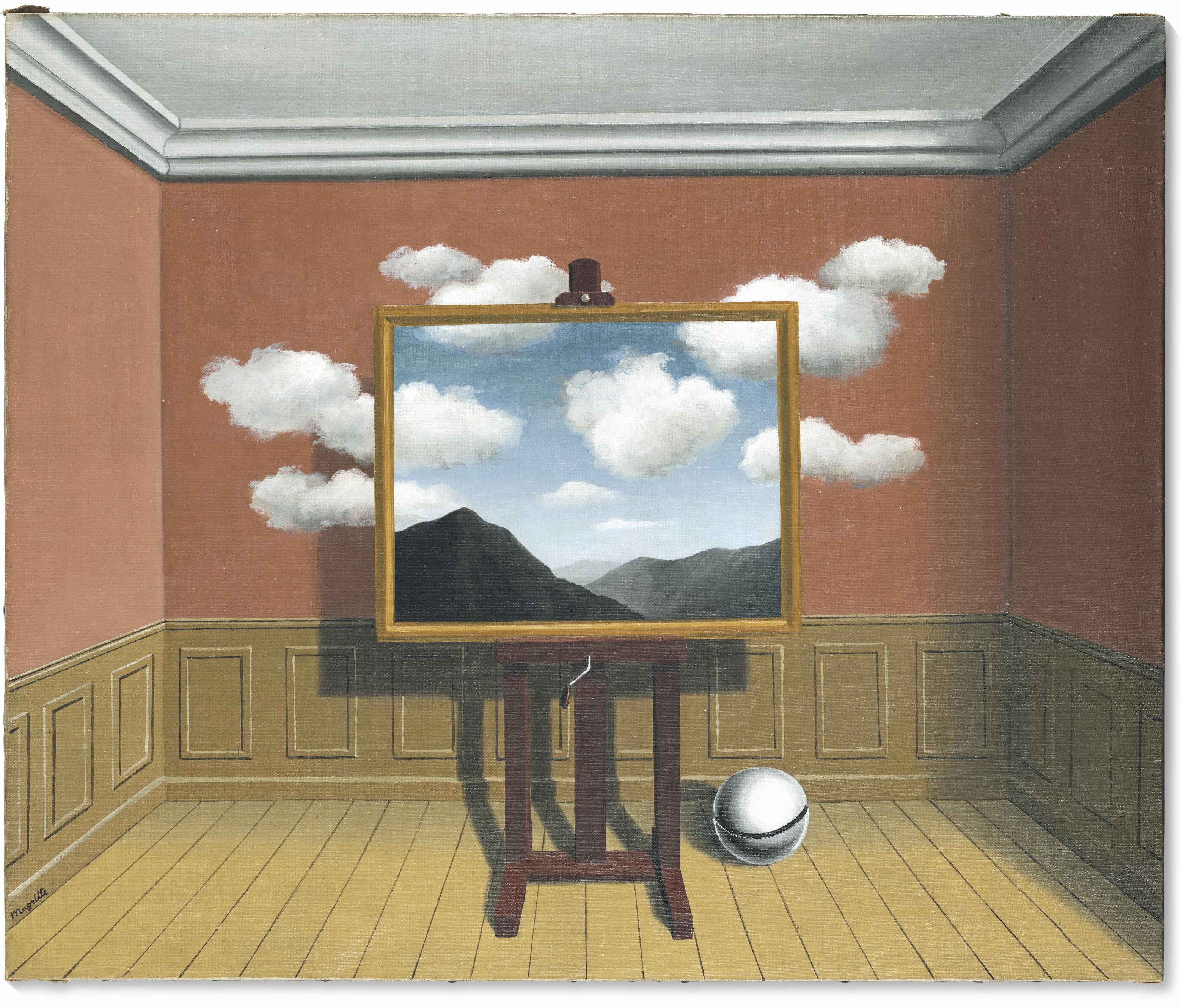René Magritte (1898–1967), La Vengeance, 1936 Oil on canvas. 21½ x 25¾  in (54.5 x 65.5  cm). Estimate: €6,000,000–10,000,000. Offered in 20th/21st Century: Collection Francis Gross on 30 June 2021 at Christie’s in Paris