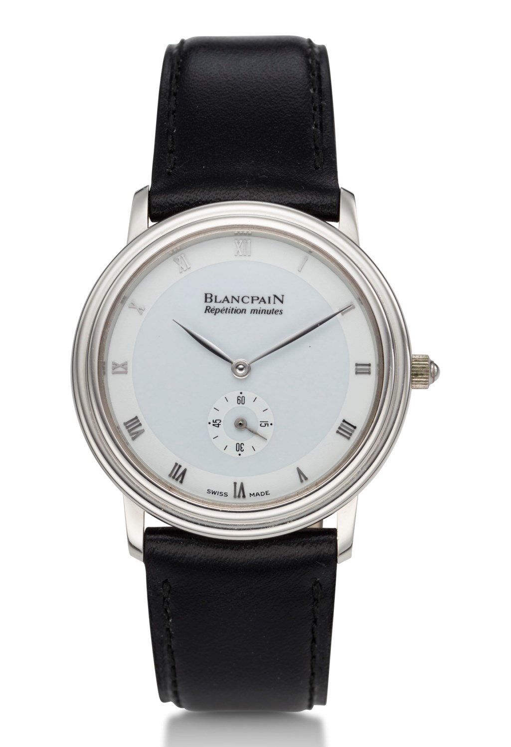 Blancpain, Villaret, repetition minutes, platinum, minute repeater. Estimate: $15,000-25,000. Offered in Watches Online: The New York Edition on 8-22 June 2021 at Christie’s Online