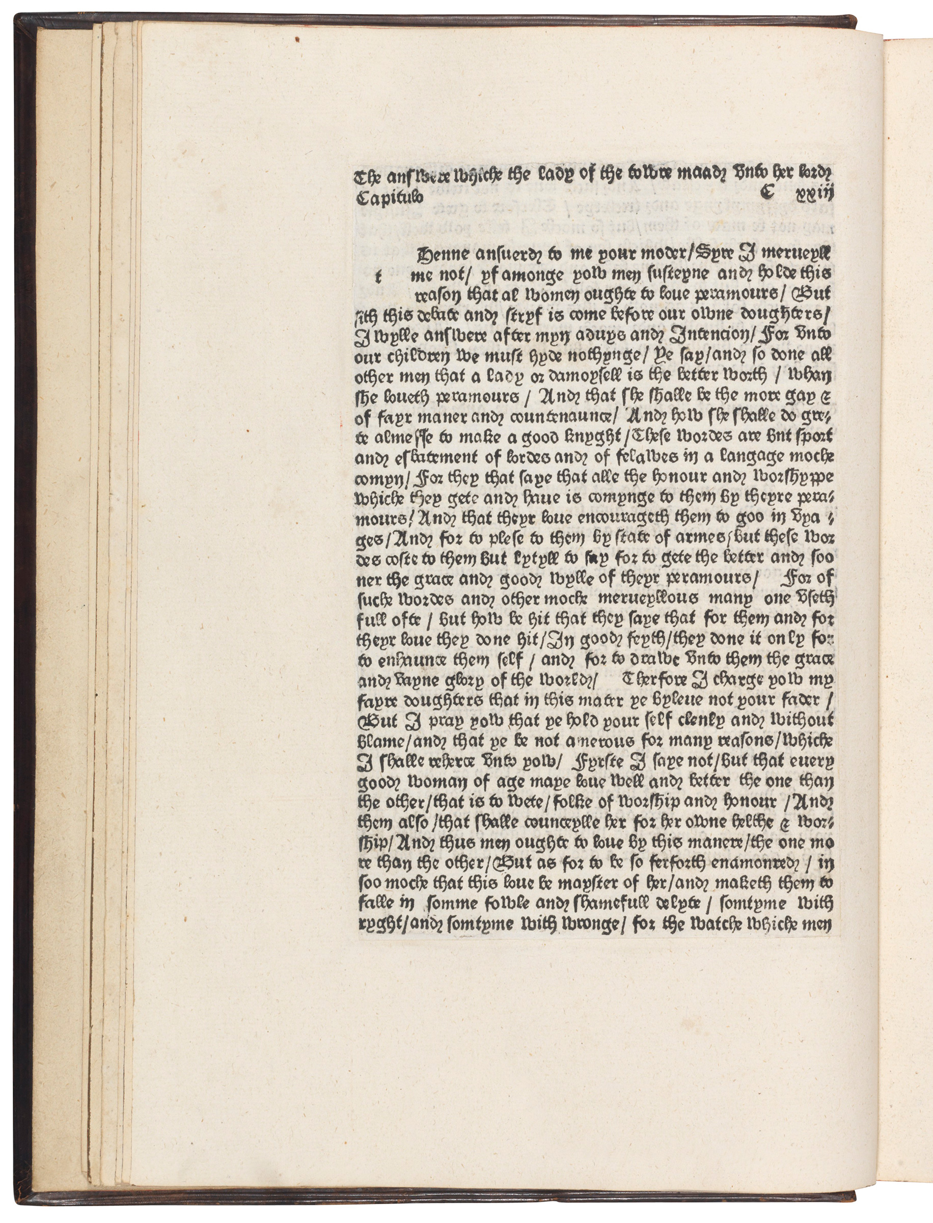 The Caxton Cicero, here showing The Knight of the Tower (7 leaves only). Sold for £400,000 on 14 July 2021 at Christie’s in London