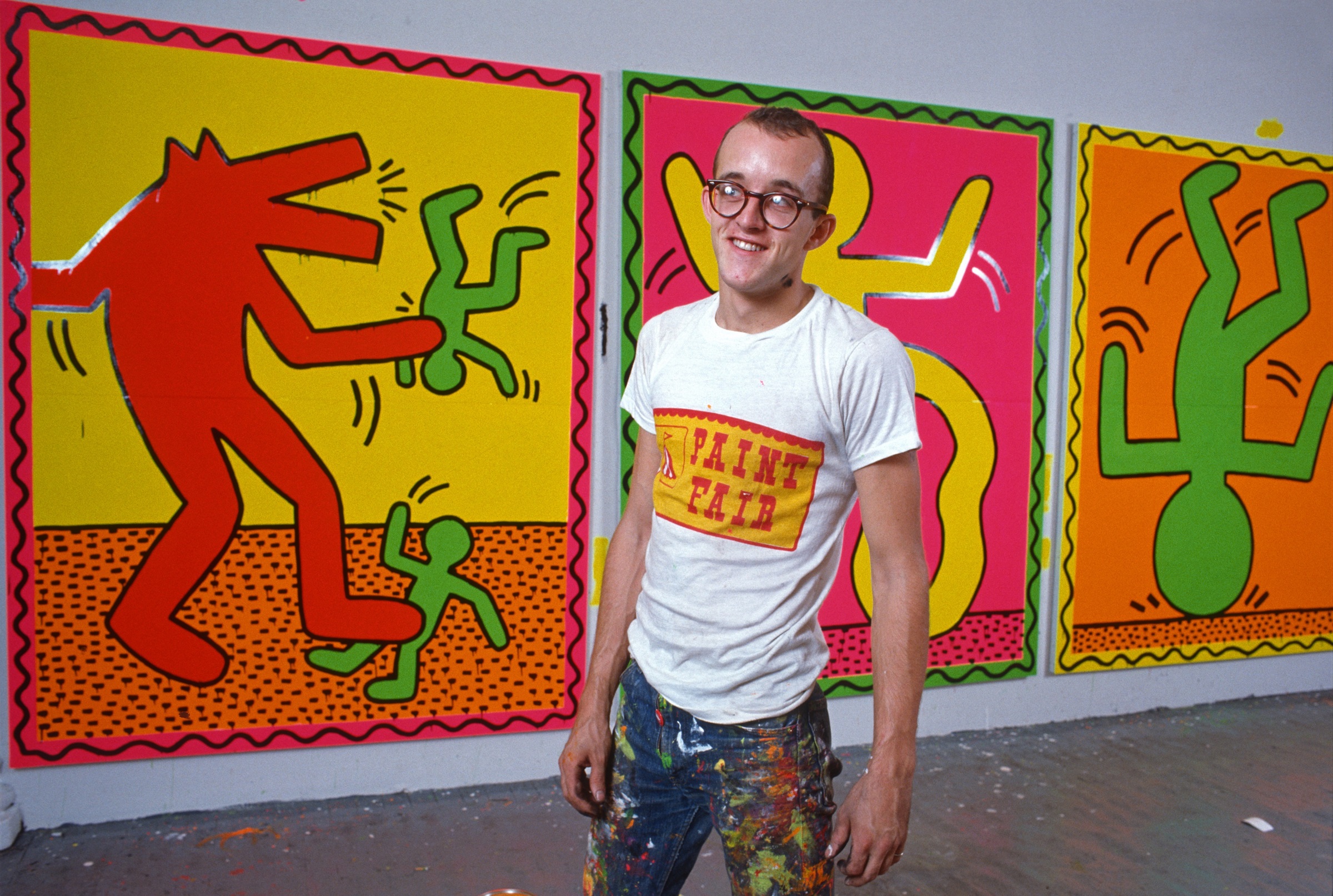 Keith Haring in his studio in 1982. Photograph ©1982 Allan Tannenbaum