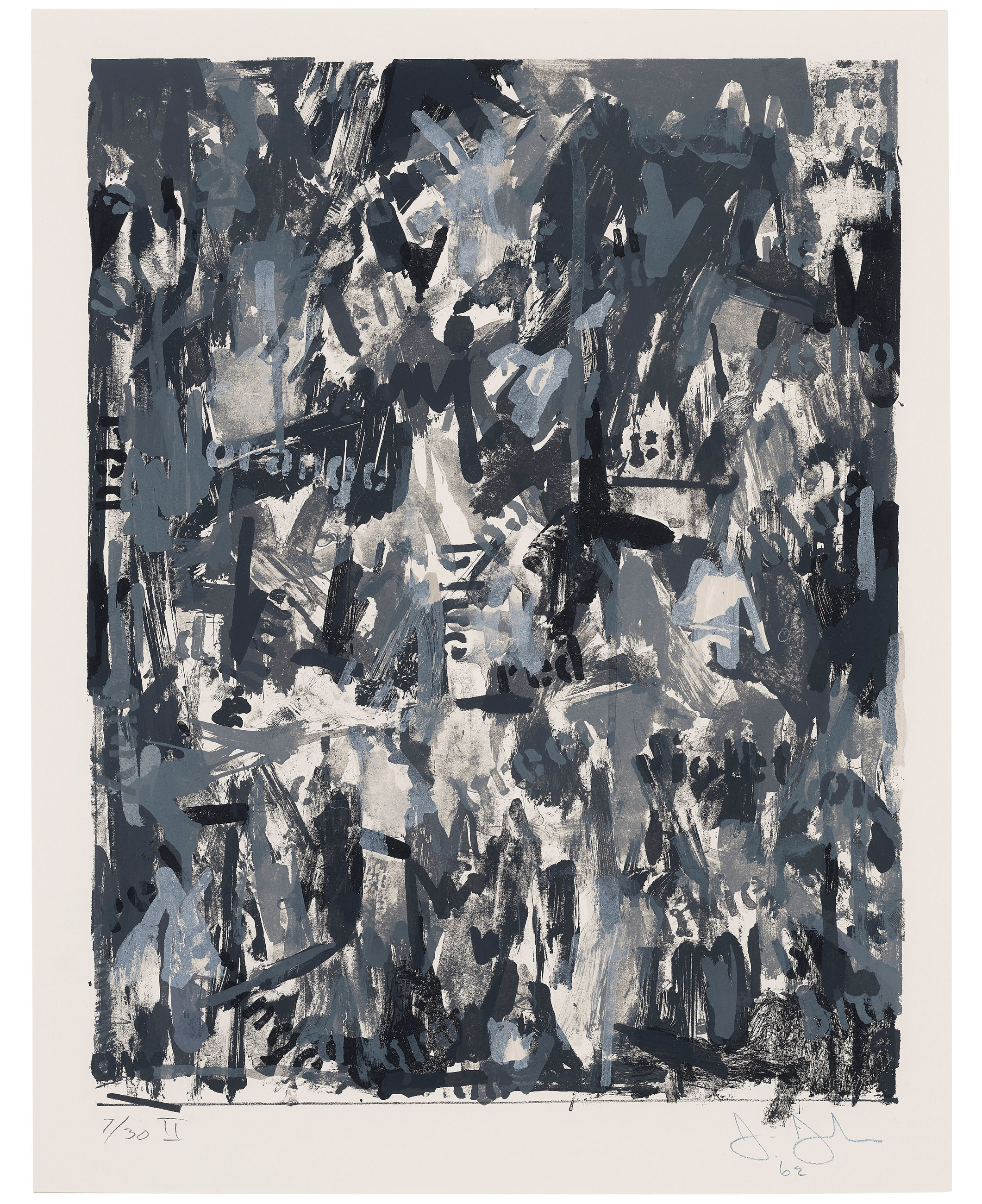 Jasper Johns (b. 1930), False Start II, 1962. Lithograph in colours, on A. Millbourn and Co. paper. Image: 17⅝ x 13¾ in (448 x 349 mm). Sheet: 30½ x 22⅝ in (775 x 575 mm). Estimate: $80,000-120,000. Offered in A Graphic Dialogue: Prints from the Collection of Lois B. Torf on 15 September 2021 at Christie’s in New York