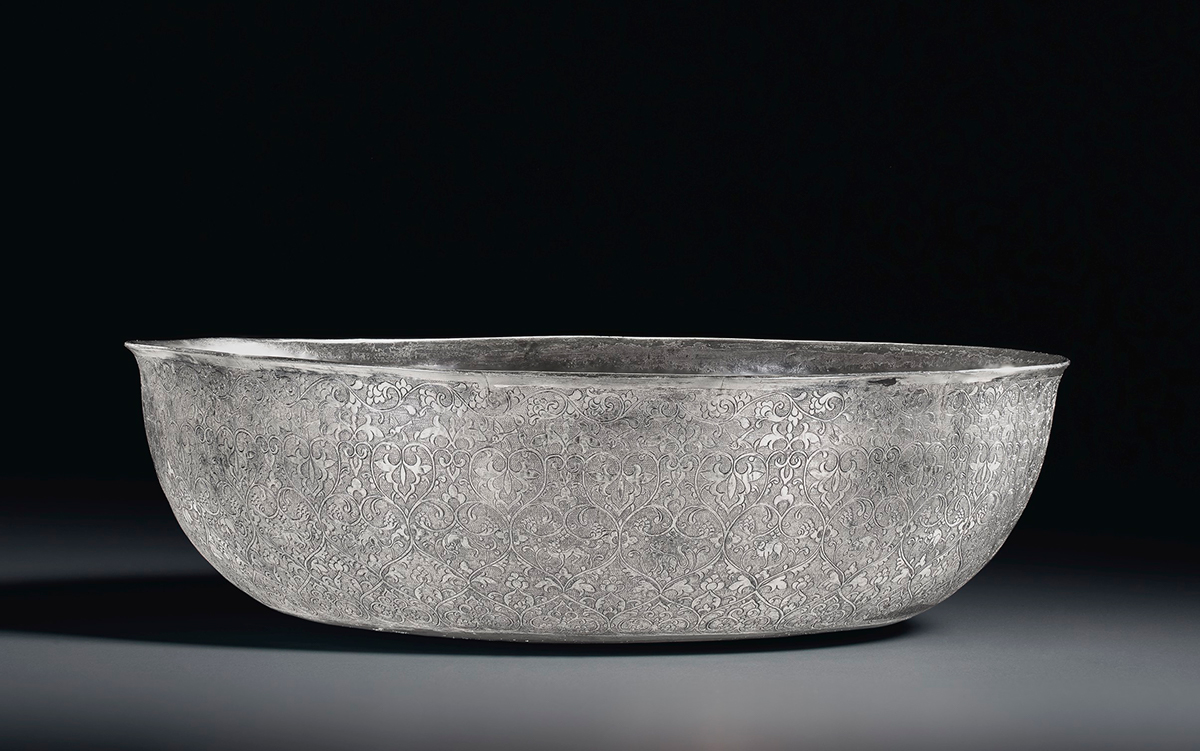 A superb and very rare silver 'animals' bowl, Tang dynasty (AD 618-907). 6&frac14; in (16.5 cm) diameter. Estimate: $900,000-1,200,000. Offered in Important Chinese Ceramics and Works of Art on 23 September at Christie&rsquo;s in New York