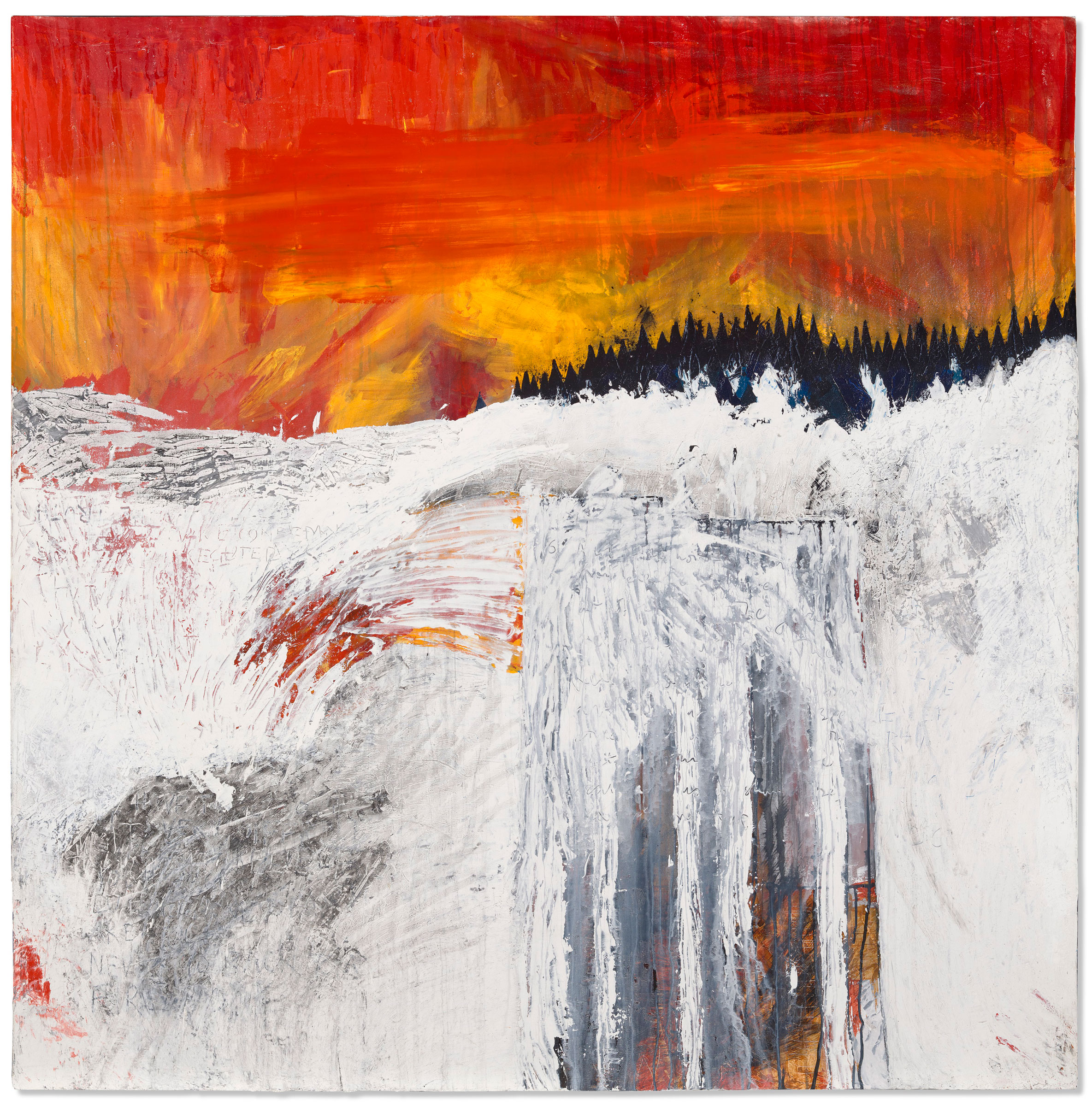 Stanley Donwood (b. 1968), Residential Nemesis, 1999. Acrylic and charcoal on canvas. Sold for £137,500 on 19 October 2021 at Christie’s Online