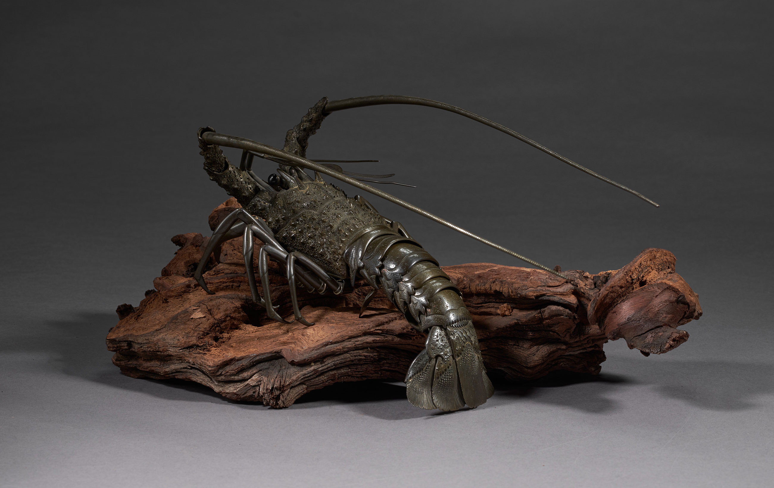 A Shibuichi articulated sculpture of a lobster, Meiji-Taisho period (early 20th century). Estimate: $20,000-30,000. Offered in Important Japanese Art on 21 September 2021 at Christie&rsquo;s in New York