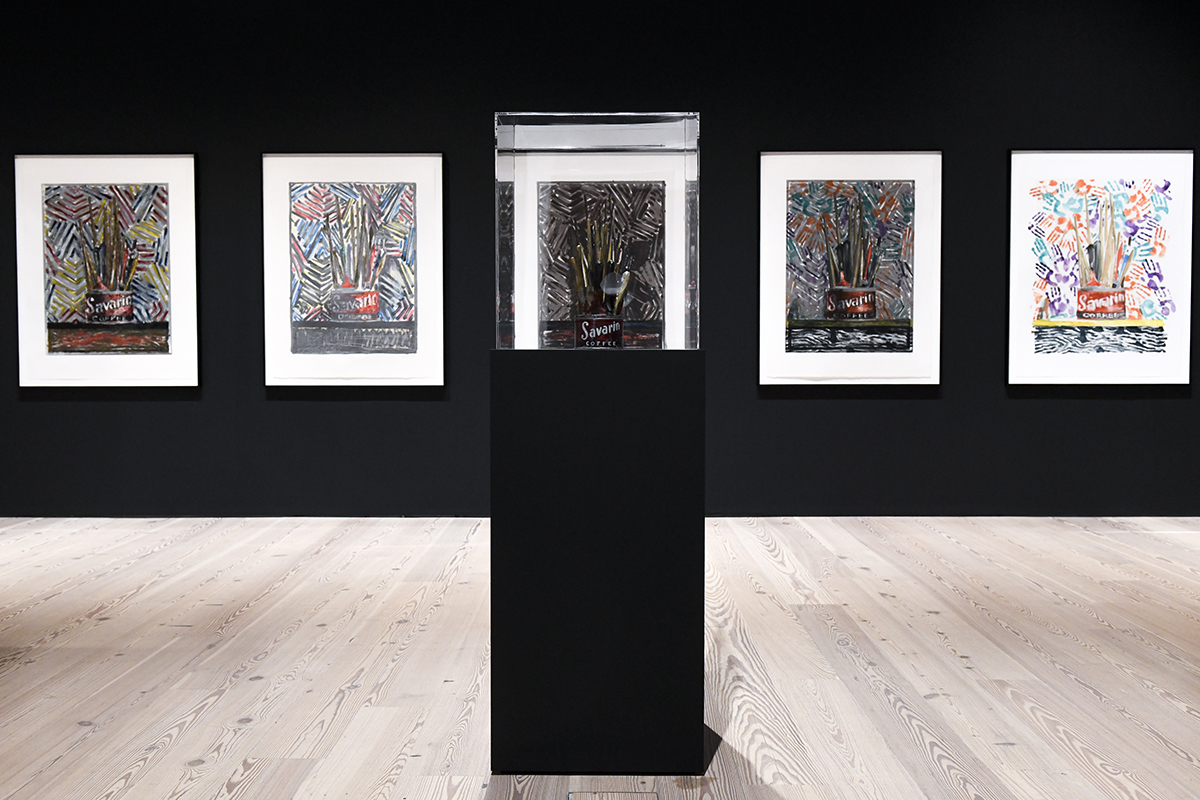 An installation view of the Jasper Johns: Mind/Matter exhibition at the Whitney Museum of American Art, New York