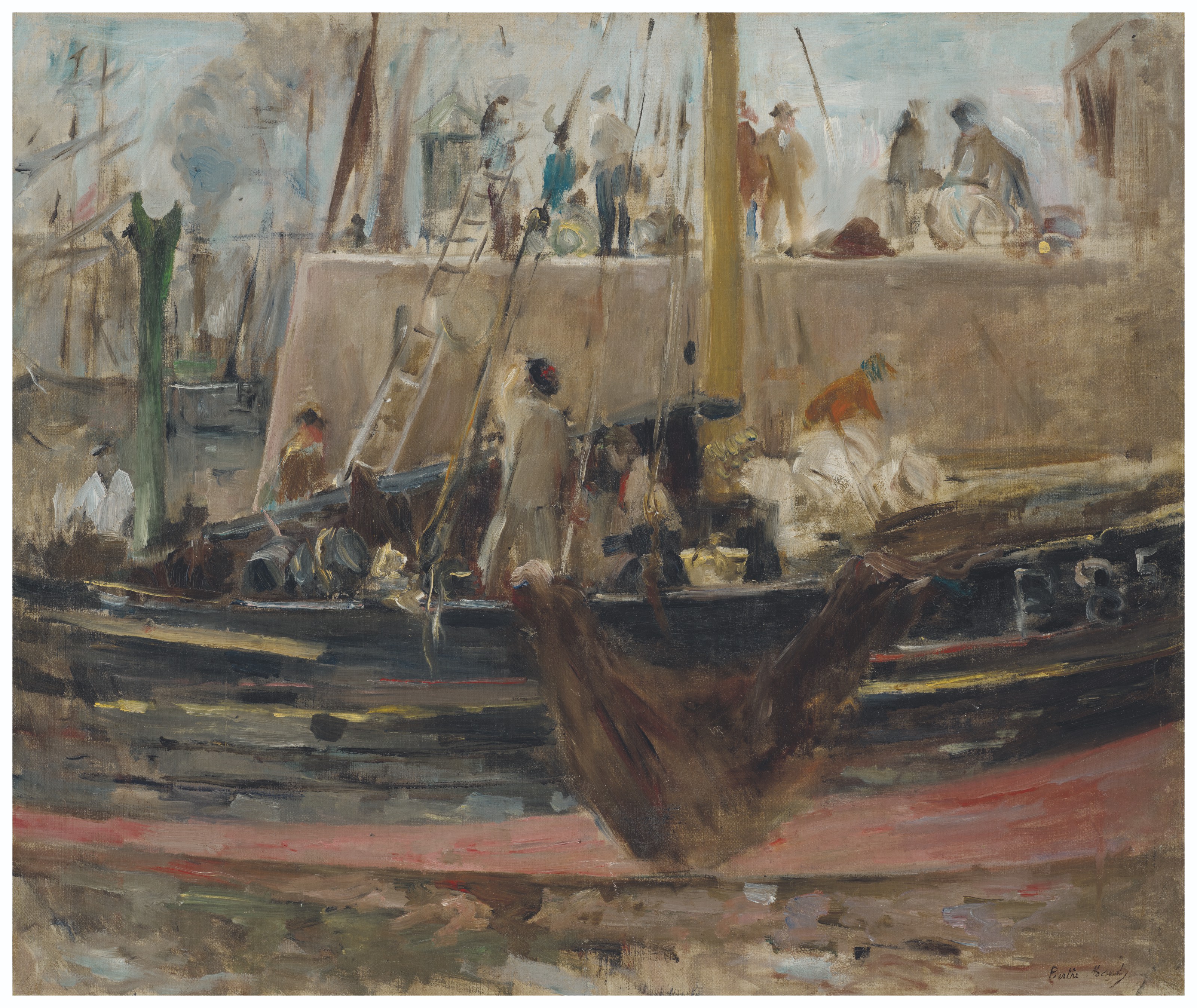 Berthe Morisot, Bateaux à quai, 1886. Oil on canvas. 19⅝ x 23¼ in (49.8 x 59 cm). Estimate: €80,000-120,000. Offered in Paris Avant-garde on 21 October 2021 at Christie’s in Paris