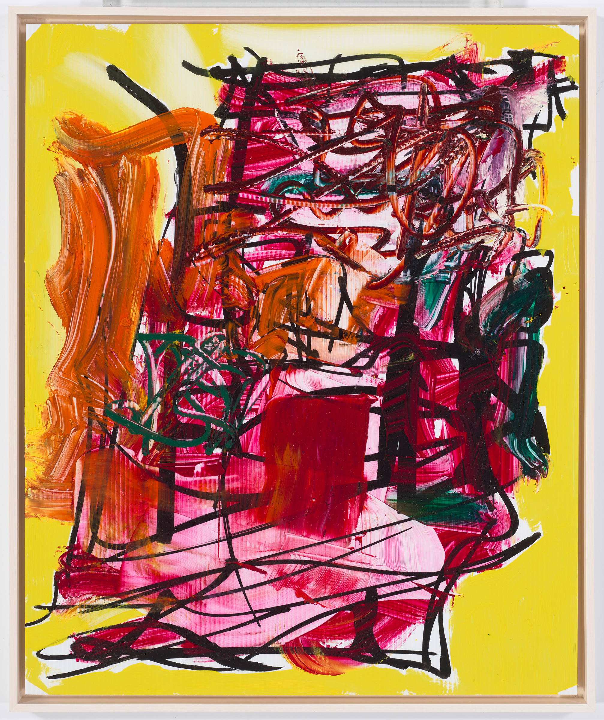 Aaron Garber-Maikovska (b. 1978), Untitled, 2016. Oil and ink on fluted polyboard. 20 x 16&frac12; in (50.8 x 41.9 cm). Sold for $18,750 on 16 December 2021, Online