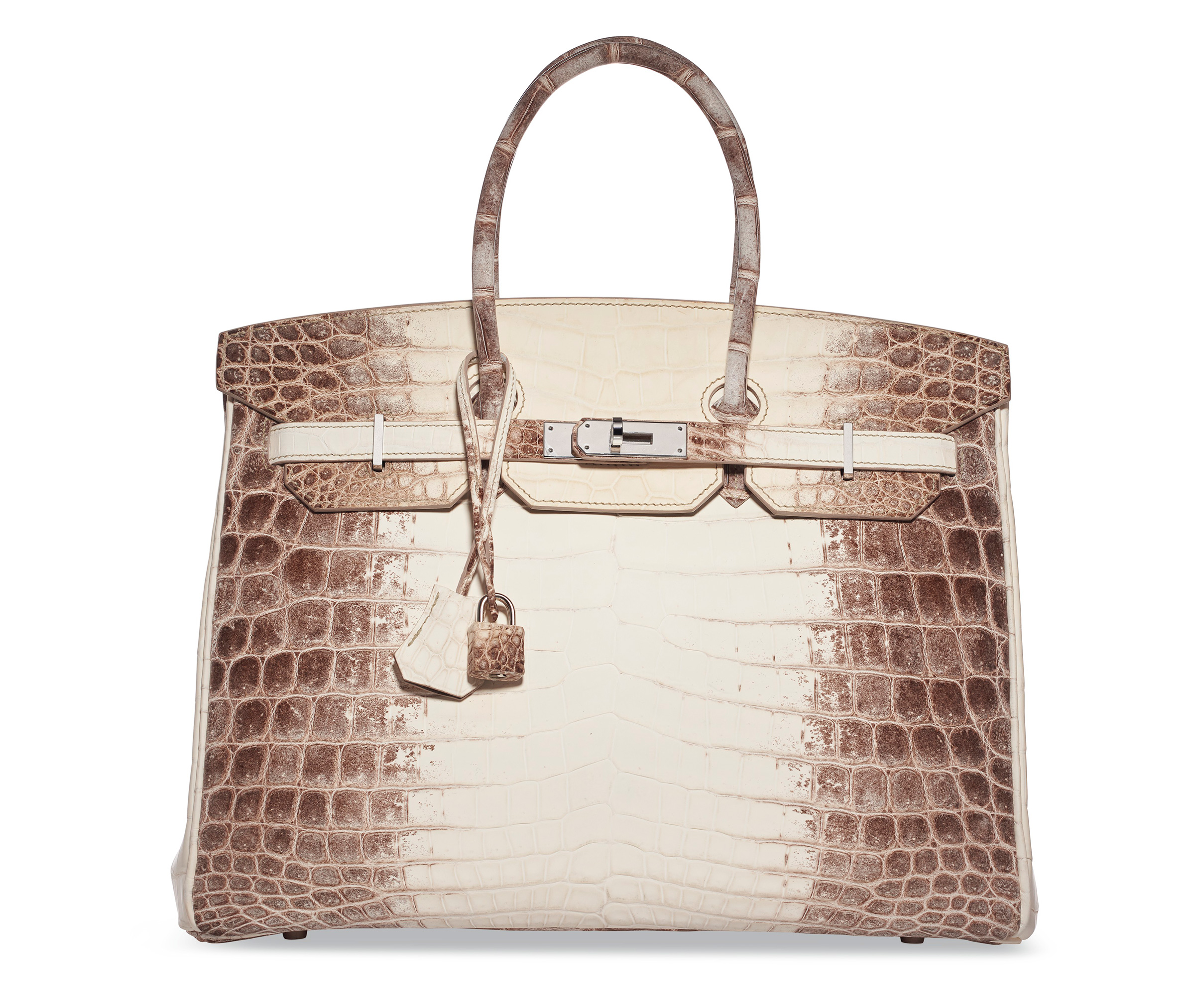 A rare, matte white Himalaya Niloticus Crocodile Birkin 35 with palladium hardware, Herm&egrave;s, 2016. Sold for $137,500 on 9 December 2021, Online