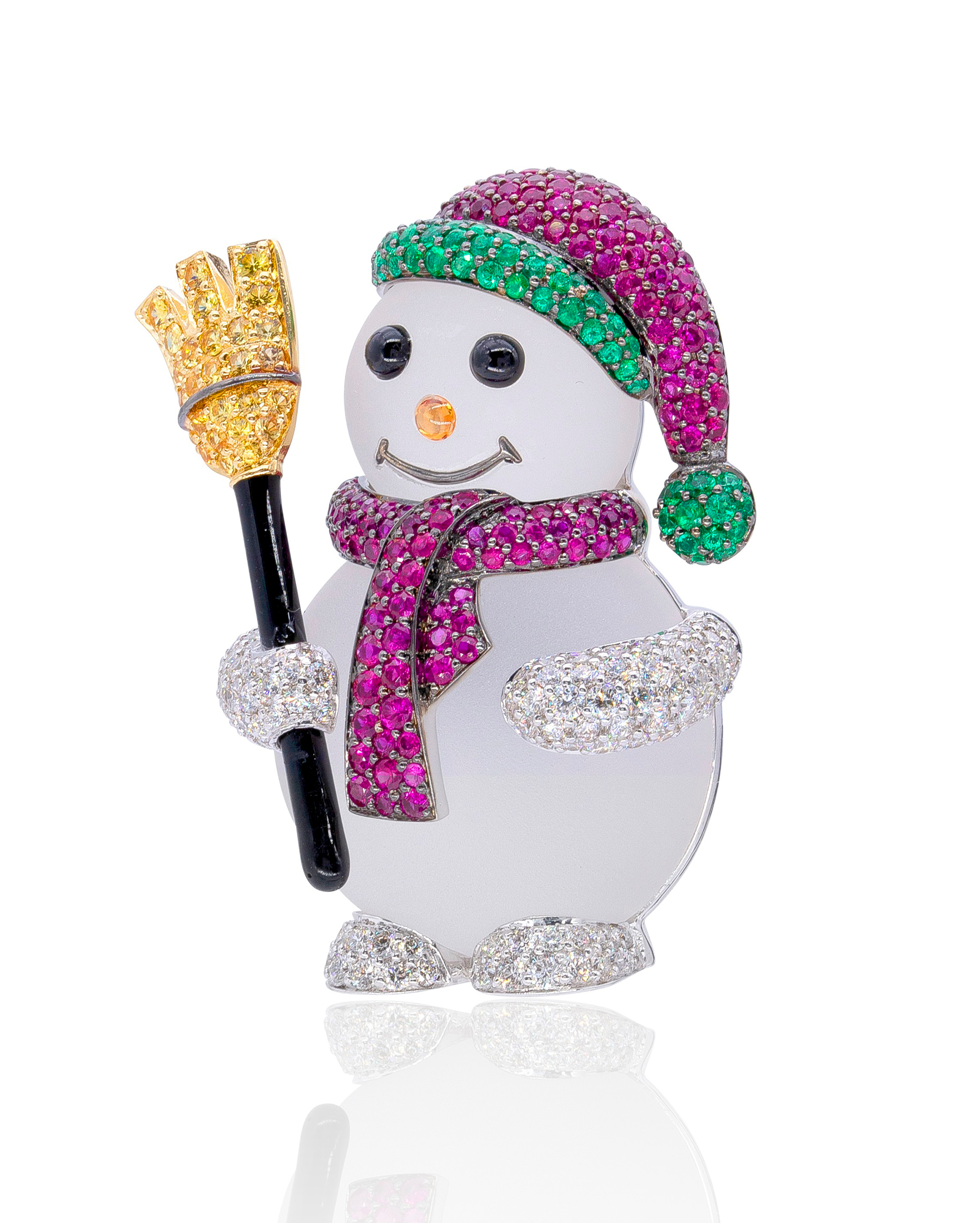 Multi-gem and diamond snowman brooch by Michele della Valle. Sold for $11,875 on 9 December 2021, Online