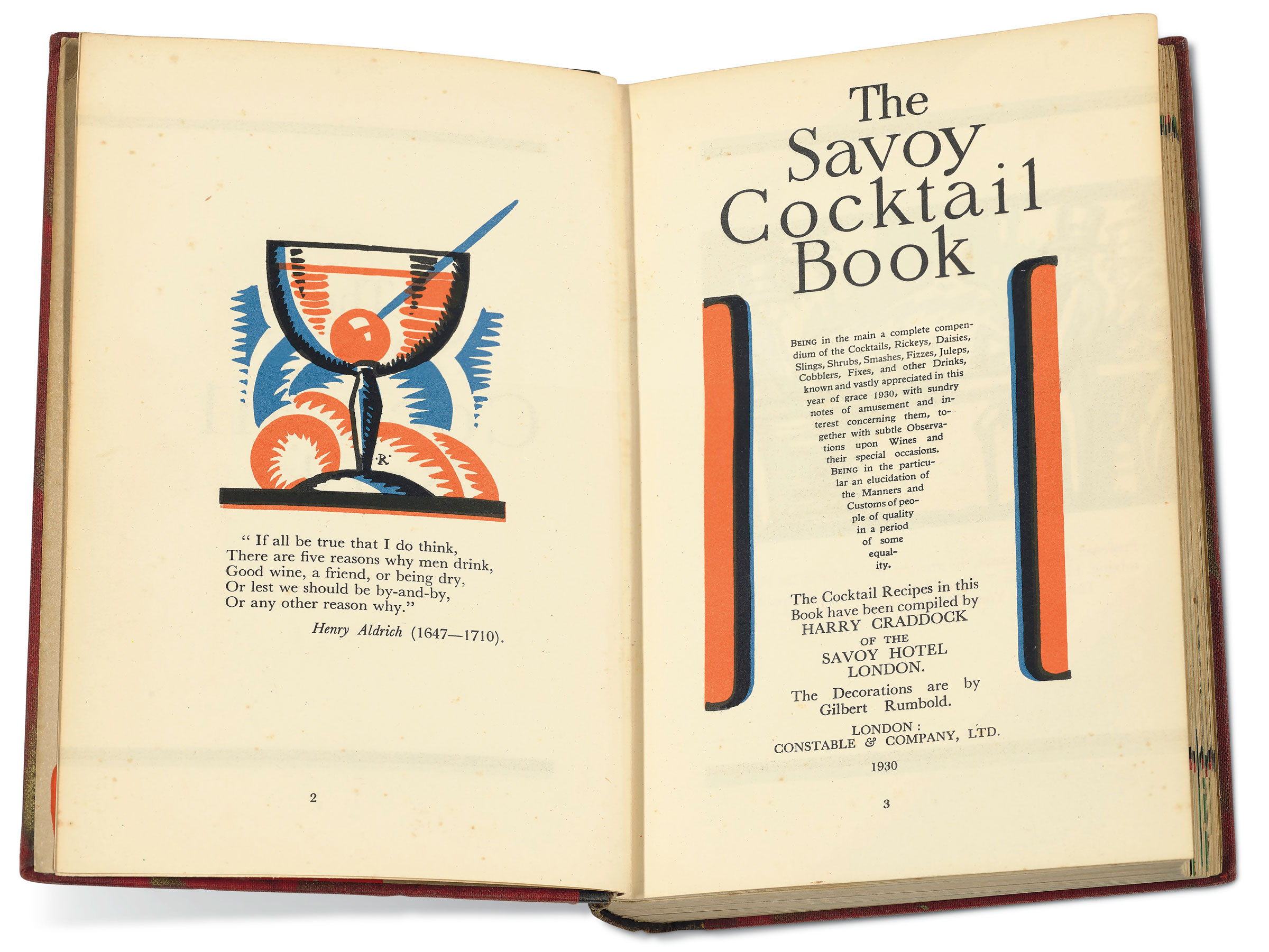 Harry Craddock, The Savoy Cocktail Book, 1930. Sold for £3,250 on 15 December 2021 at Christie's in London