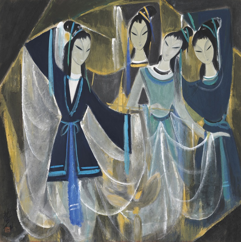 林風眠(1900-1991),《戲曲人物》。設色紙本 鏡框。65 x 65 公分(25 ⅝ x 25 ⅝ 英寸)。估價:港元 3,000,000-5,000,000。此作將於2021年11月30日在中國近現代及當代書畫拍賣中呈獻