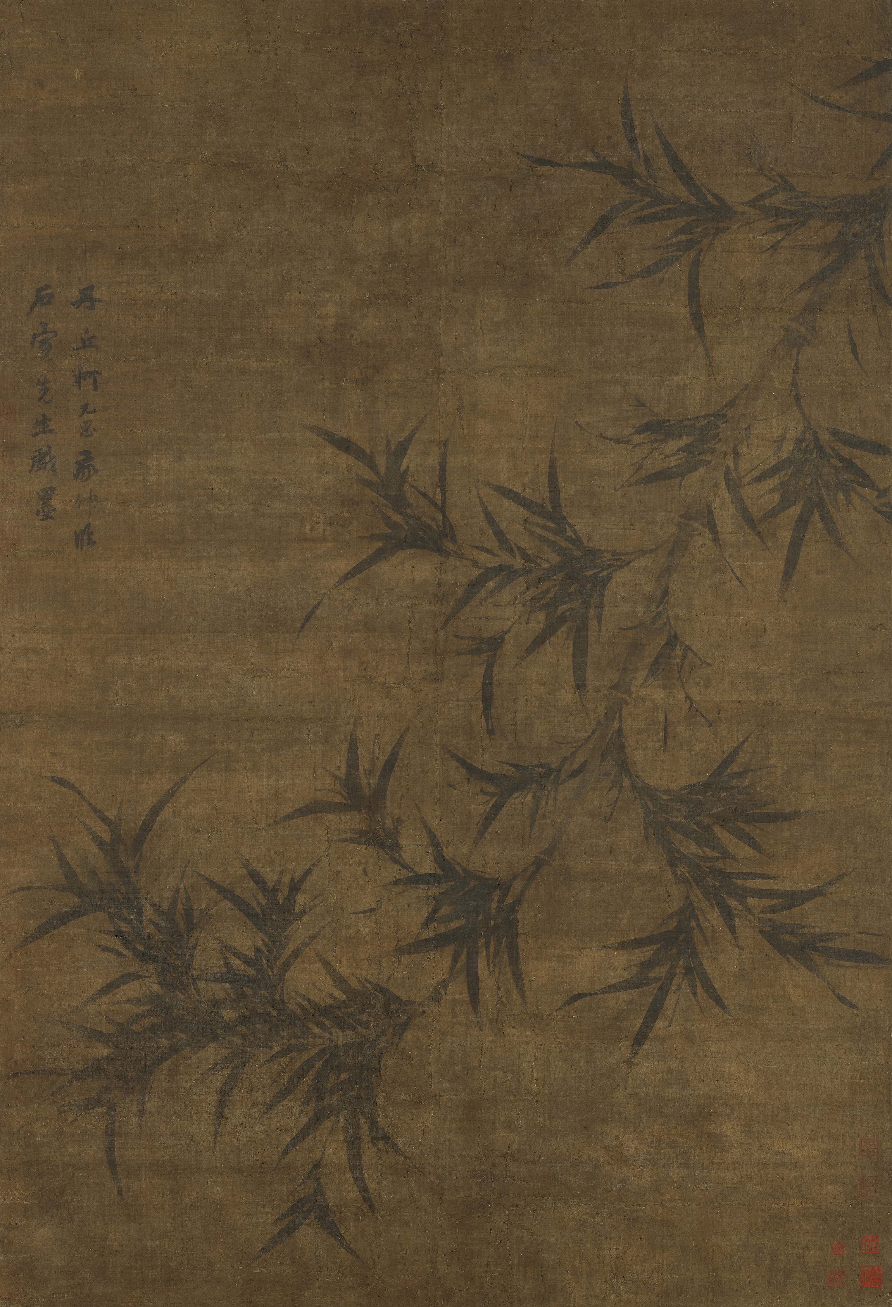 元 柯九思（傳），《墨竹圖》。水墨絹本 立軸。147.5 x 100.8 公分（58 ⅛ x 39 ⅝ 英寸）。估價：港元 500,000-700,000。此作將於2021年11月29日在佳士得香港中國古代書畫拍賣中呈獻