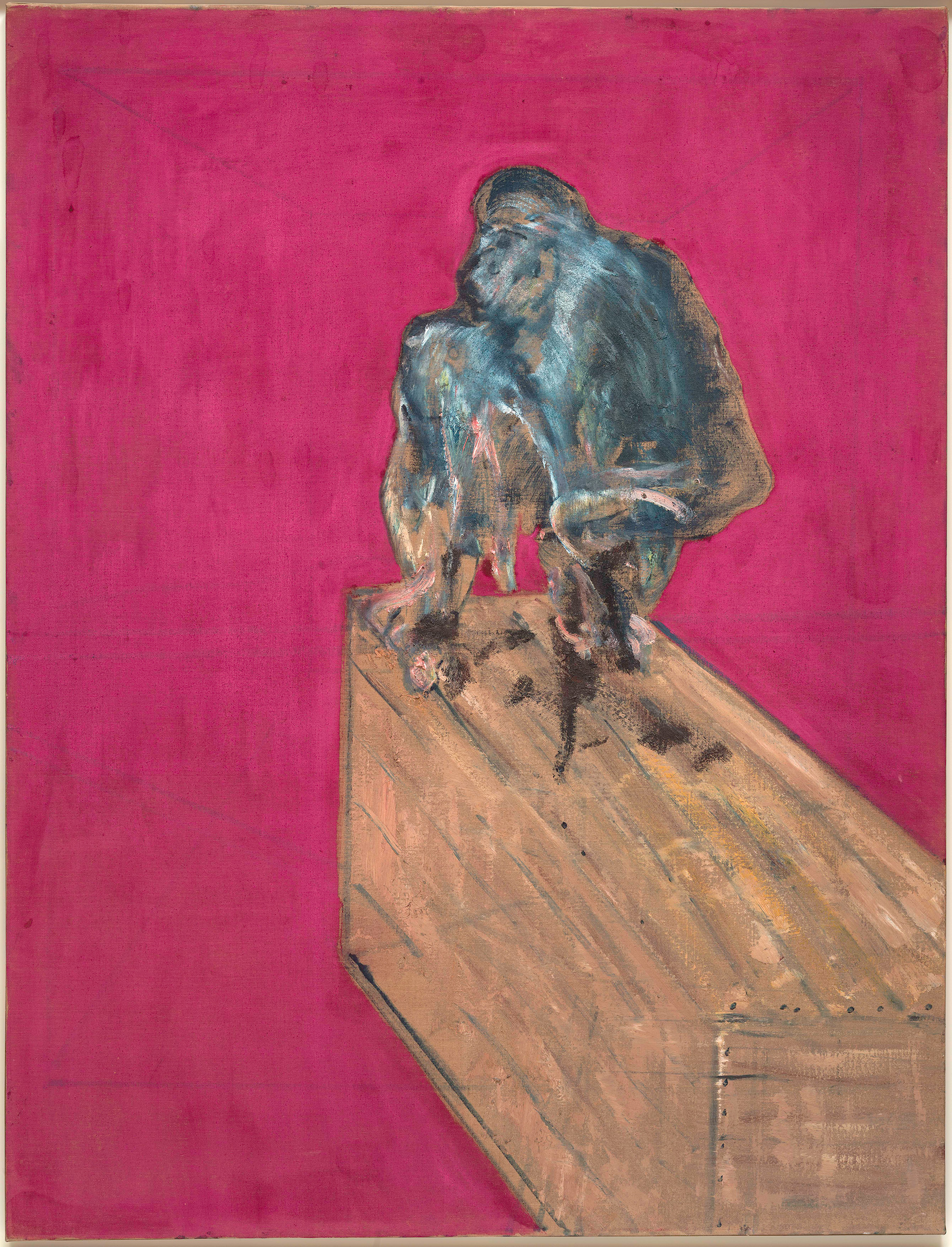 Francis Bacon, Study for Chimpanzee, 1957. Oil and pastel on canvas. 152.4 x 117 cm. Peggy Guggenheim Collection, Venice
Solomon R. Guggenheim Foundation, New York. Photo: David Heald (NYC). © The Estate of Francis Bacon. All rights reserved. DACS 2021