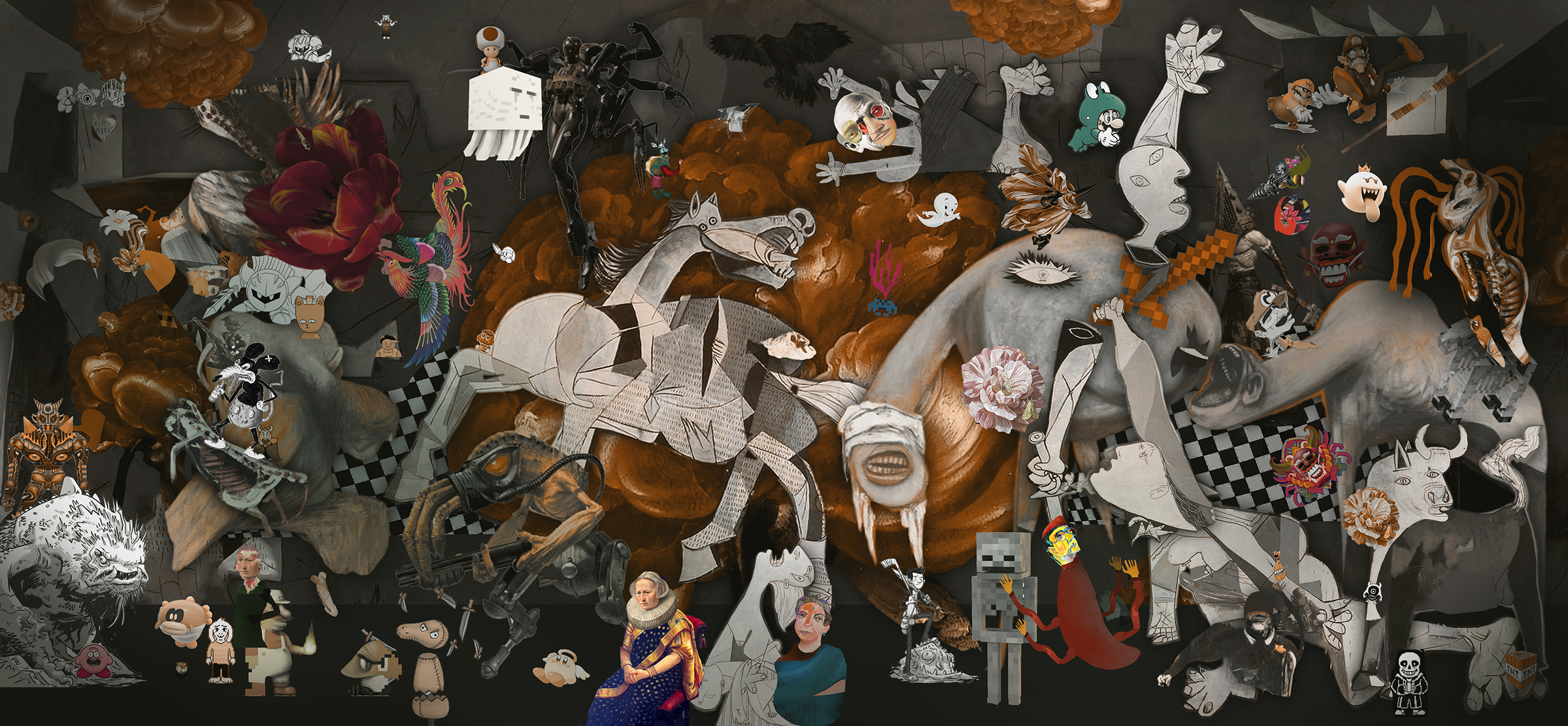 拉加瓦,《格爾尼卡IV》,2020年作。壓克力 畫布。256 x 536公分。照片:由Volte Art Projects提供