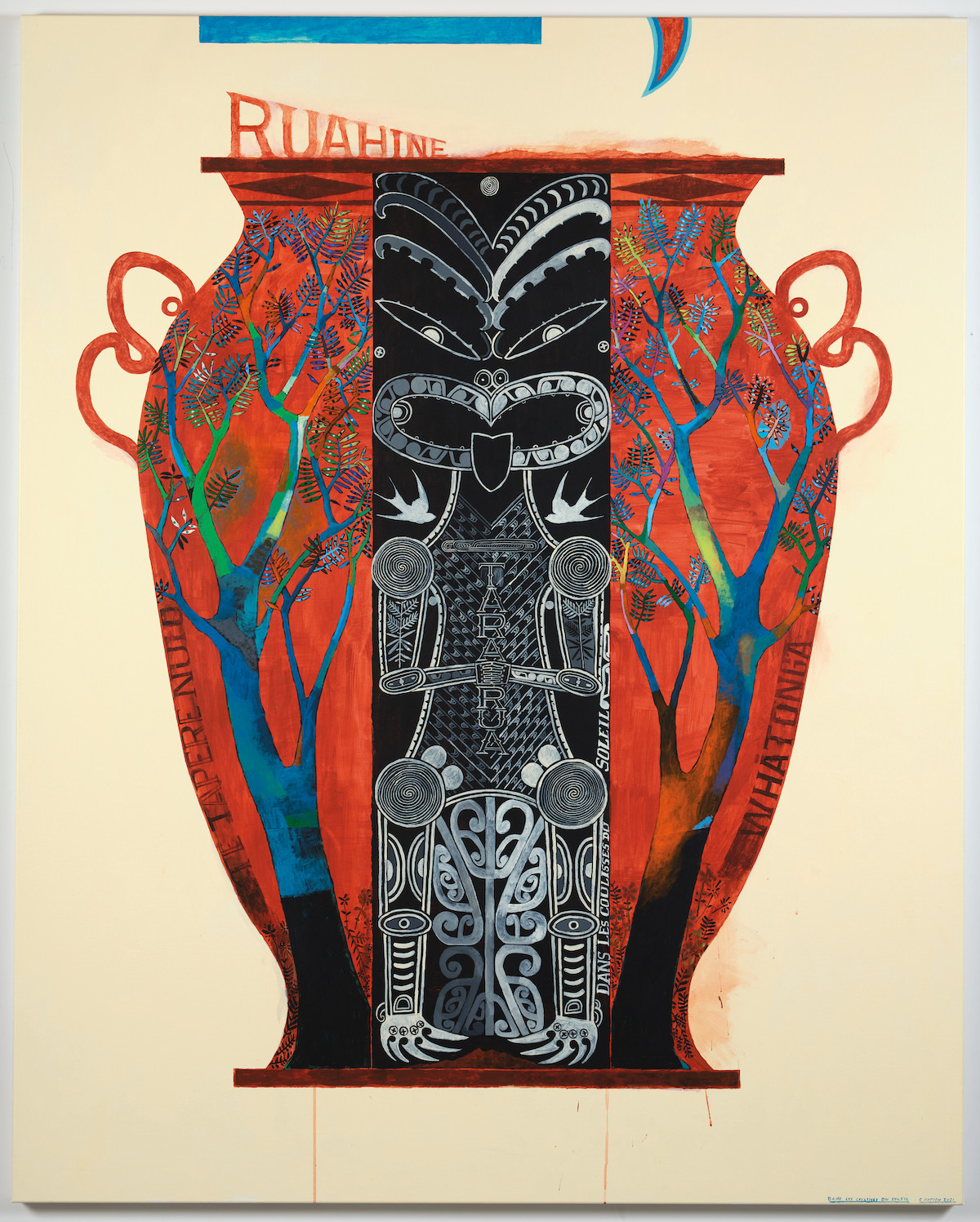 Shane Cotton (b. 1964), Kei muri ngā mea i te rā / Things Behind the Sun, 2021. Acrylic on Canvas. 78½ x 63 in (200 x 160 cm). Estimate: €90,000-120,000. Offered in OCEANIA NOW : Contemporary Art from the Pacific | Online, 11 February–1 March