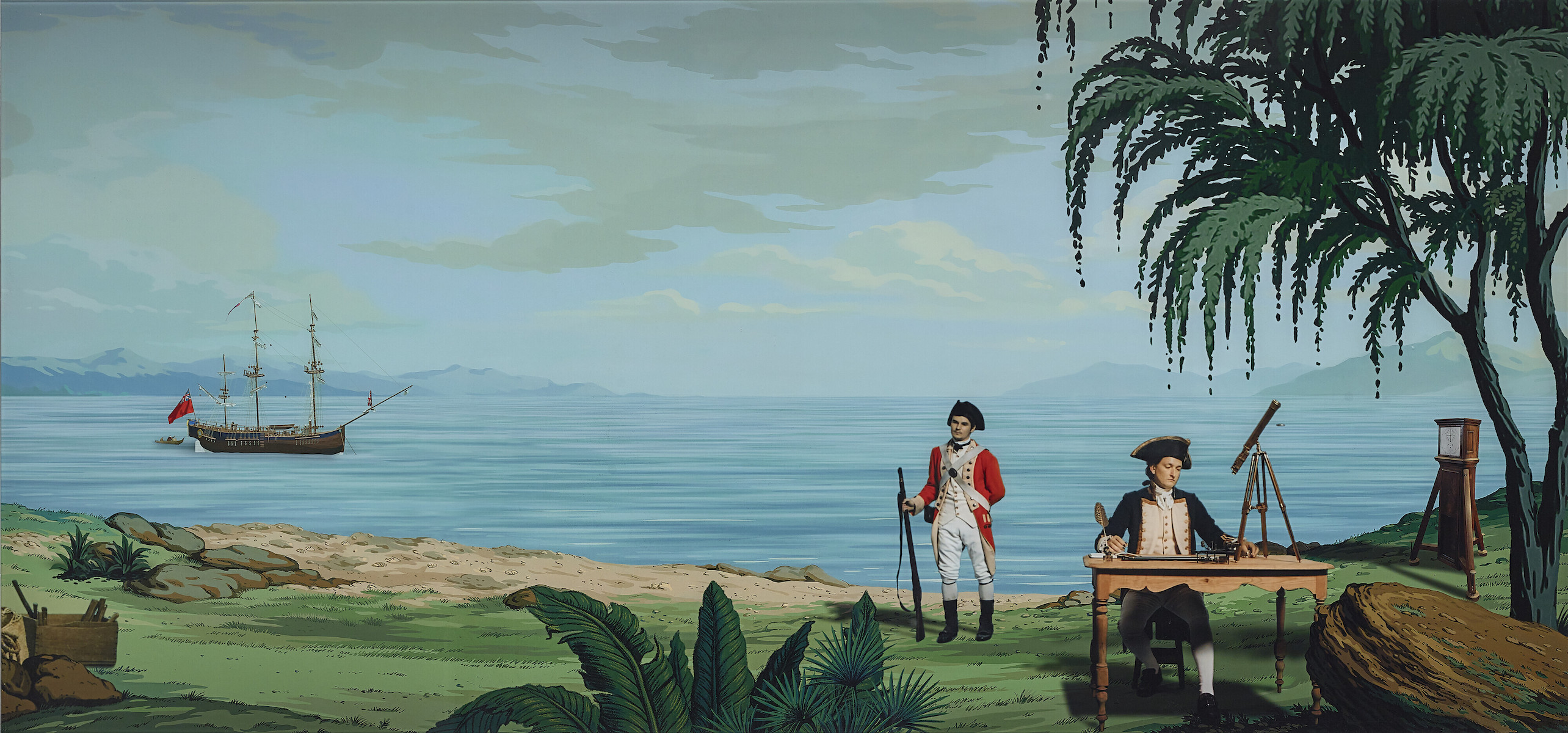 Lisa Reihana (b. 1964), Cooks Transit of Venus (12520, 13065), 2015. Print on Canson Archival Rag paper, Diasec mounted, printed 2017. 631⅛ x 29⅞ in (163 x 76 cm). Estimate: &euro;10,000-15,000. Offered in OCEANIA NOW : Contemporary Art from the Pacific | Online, 11 February&ndash;1 March