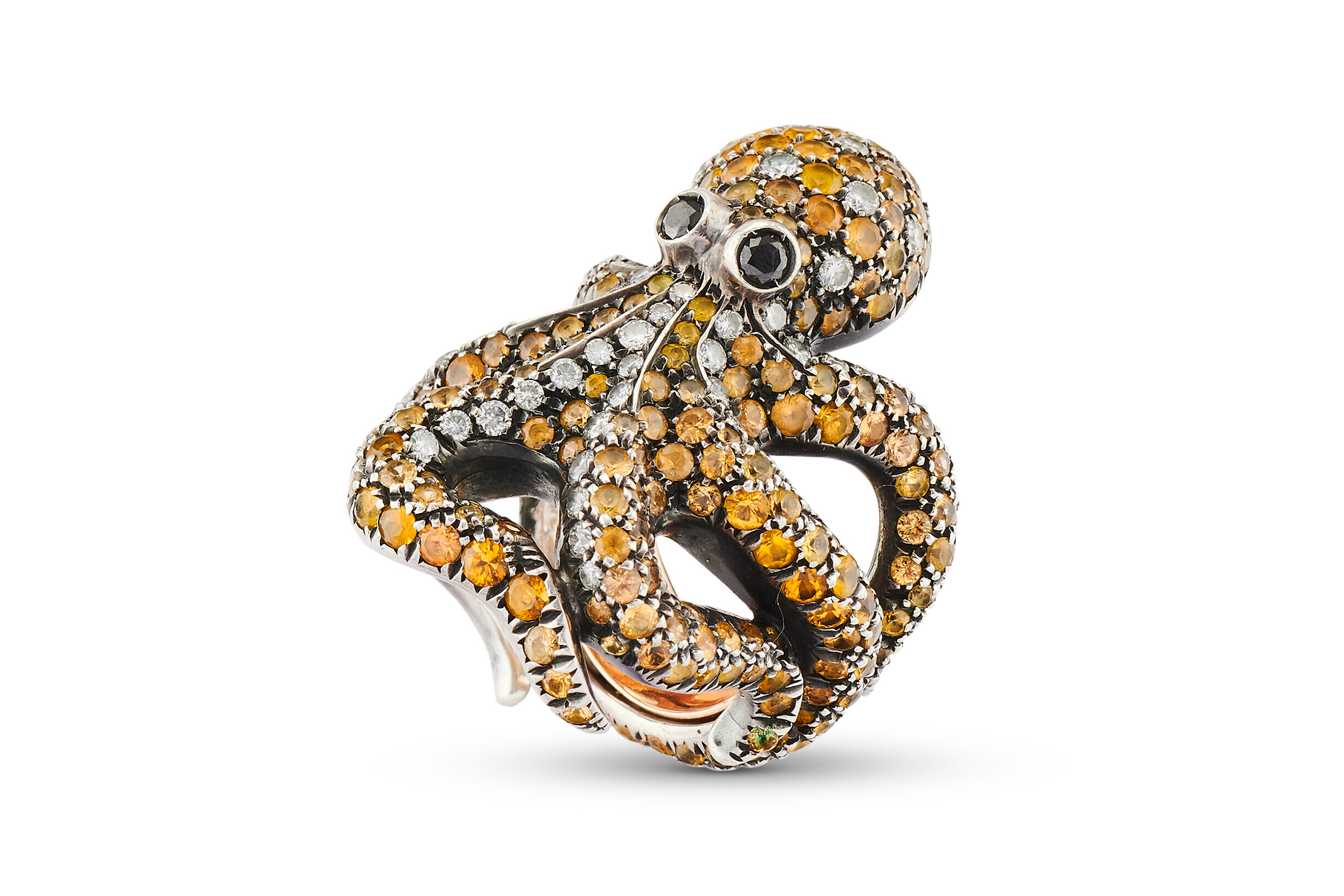 Chantecler diamond and coloured sapphire ‘octopus’ ring. Gross weight: 29.6 grams. Sold for €12,600 on 10 March 2022, Online