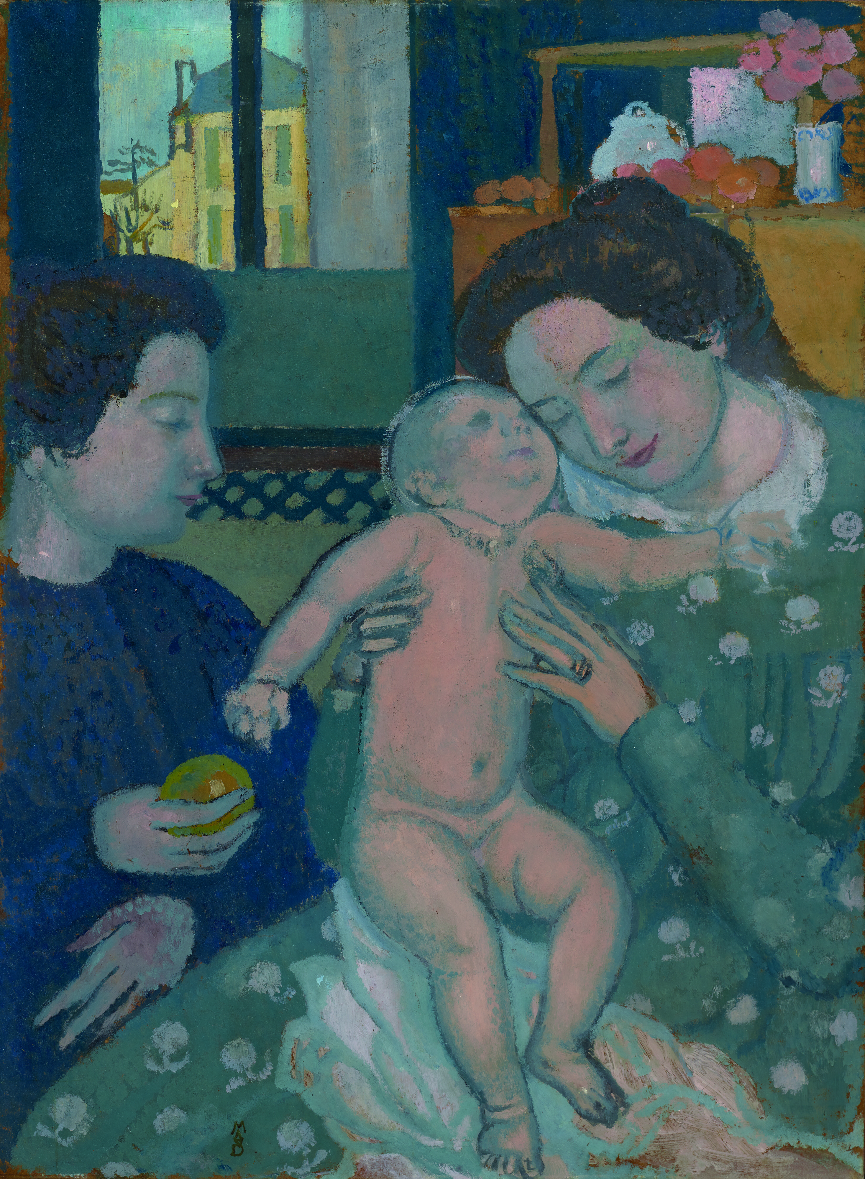 Maurice Denis (1870-1943), Enfant nu, Maternit&eacute; &agrave; la pomme (version 1), 1889. Oil on board laid down on cradled panel. 21⅛ x 20⅛ in (53.6 x 51.1 cm). Estimate: &euro;250,000-350,000. Offered in Oeuvres Modernes sur papier / Art Impressionniste et Moderne on 31 March at Christie&rsquo;s in Paris