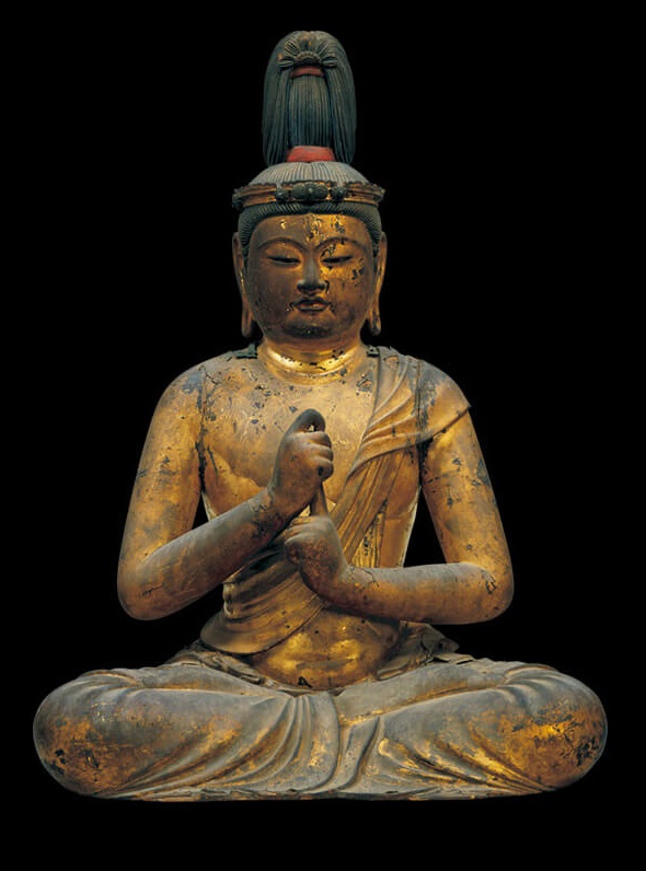 Attributed to Unkei (d. 1223), A highly important wood sculpture of Dainichi Nyorai (Mahavairocana), Kamakura period (1190s). 26 in (66.1 cm) high. Sold for $14,377,000 on 18 March 2008 at Christie’s in New York. Photo credit: Wikimedia Commons under a Public Domain license