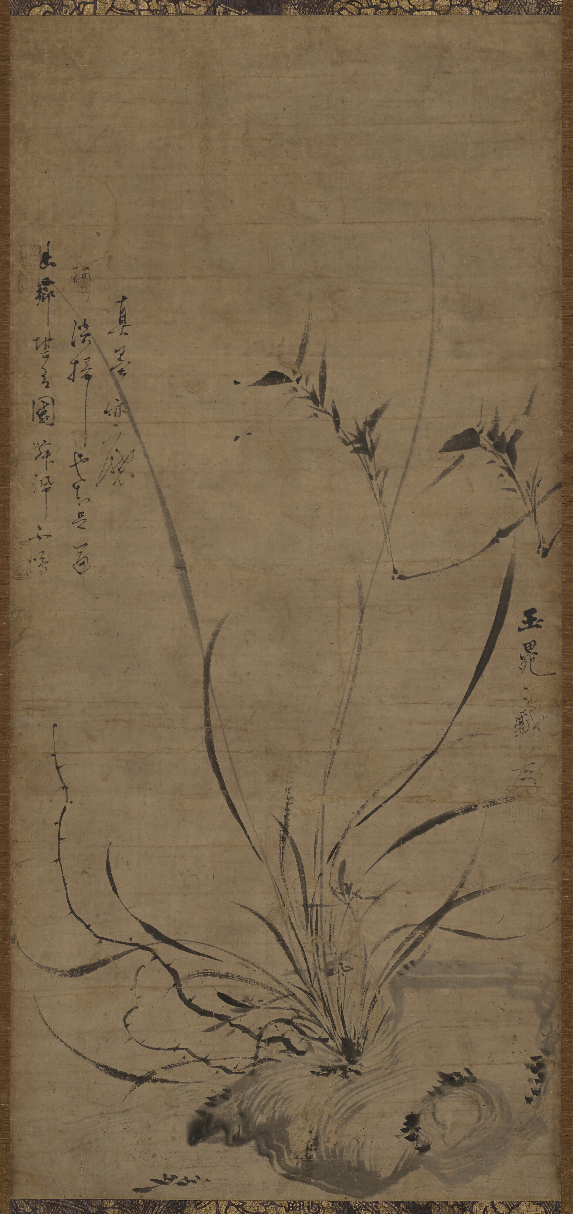 Gyokuen Bonpo (ca. 1348 - After 1420), Orchids and Rock. Hanging scroll; ink on paper. 28⅝ x 12⅝ in (72.6 x 34 cm). Estimate: $200,000-300,000. Offered in Japanese and Korean Art Including the Collection of David and Nayda Utterberg on 22 March at Christie&rsquo;s in New York