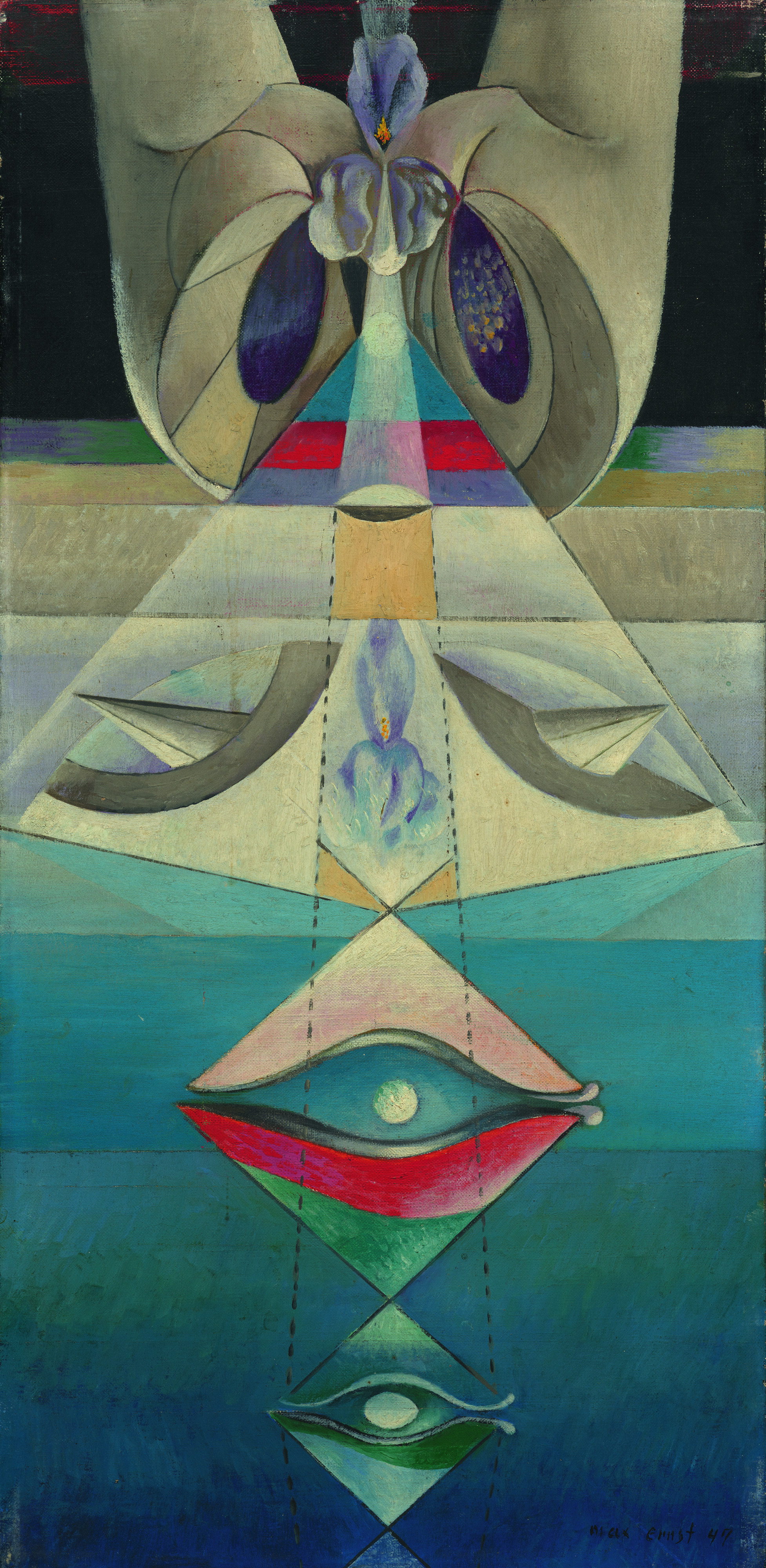 Max Ernst (1891-1976), Universaphrodite ou Naissance d'Aphrodite, 1947. Oil on canvas. 24⅛ x 11⅞ in (61.4 x 30.1 cm). Estimate: &euro;200,000-300,000. Offered in Une passion surr&eacute;aliste: Collection Inna &amp; Boris Salomon on 30 March at Christie's in Paris