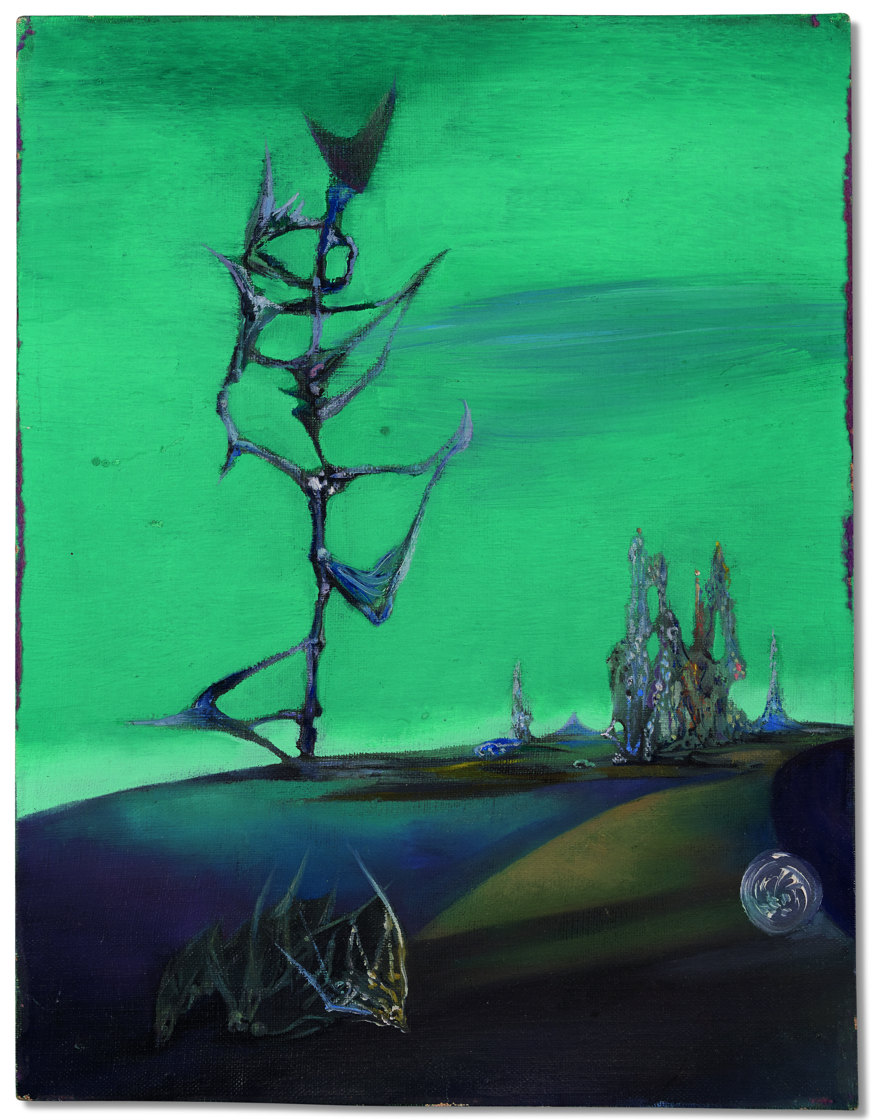 Wolfgang Paalen (1905-1959), Paysage tot&eacute;mique de mon enfance (III), 1937. Oil on canvasboard. 13⅝ x 10&frac12; in (34.7 x 26.6 cm). Estimate: &euro;40,000-60,000. Offered in Une passion surr&eacute;aliste: Collection Inna &amp; Boris Salomon on 30 March at Christie's in Paris