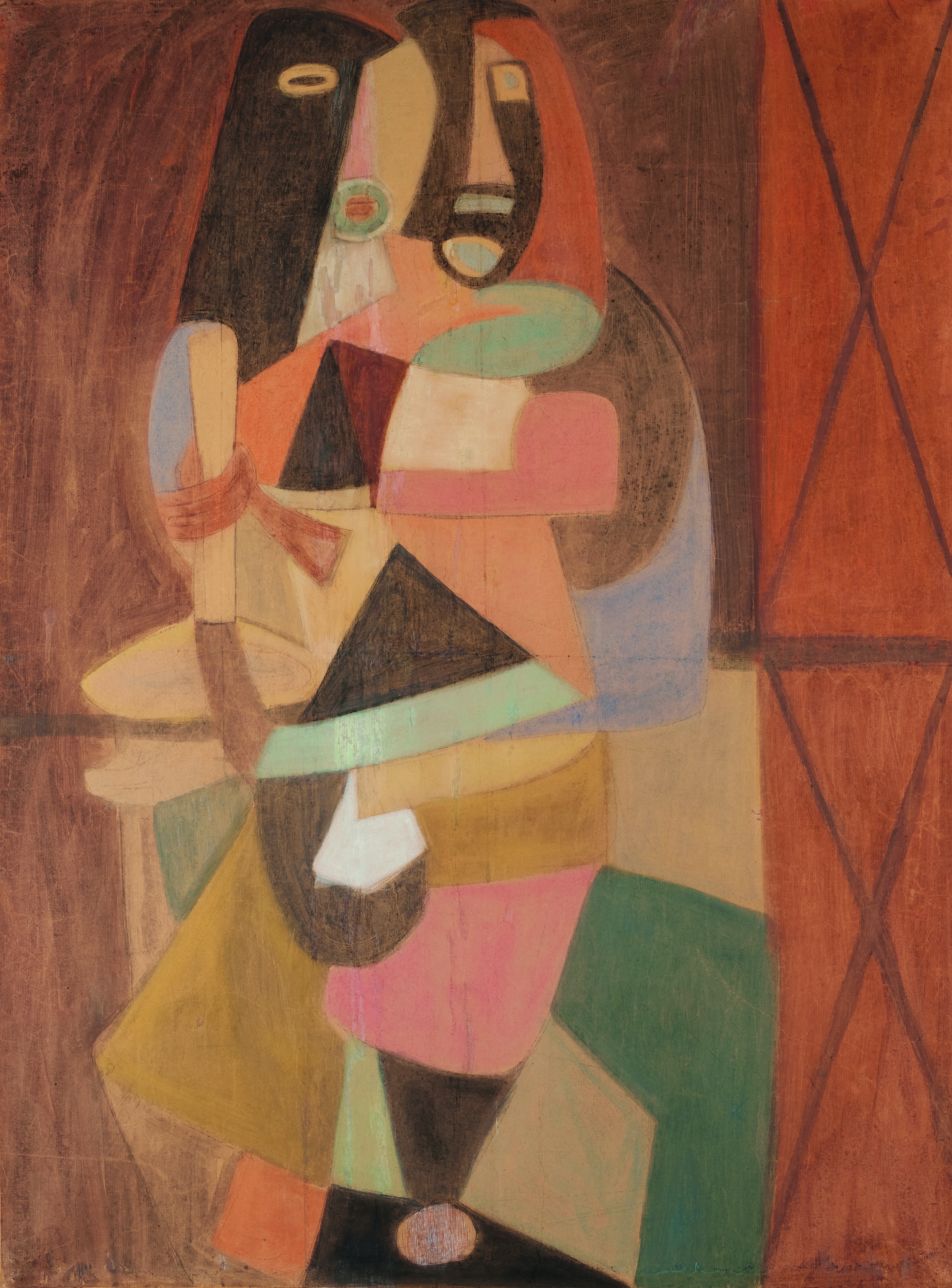 Wifredo Lam (1902-1982), Le Couple, c. 1938. Gouache on paper laid on canvas. 51⅛ x 37⅝ in (130 x 95.5 cm). Estimate: &euro;100,000-150,000. Offered in Une passion surr&eacute;aliste: Collection Inna &amp; Boris Salomon on 30 March at Christie's in Paris