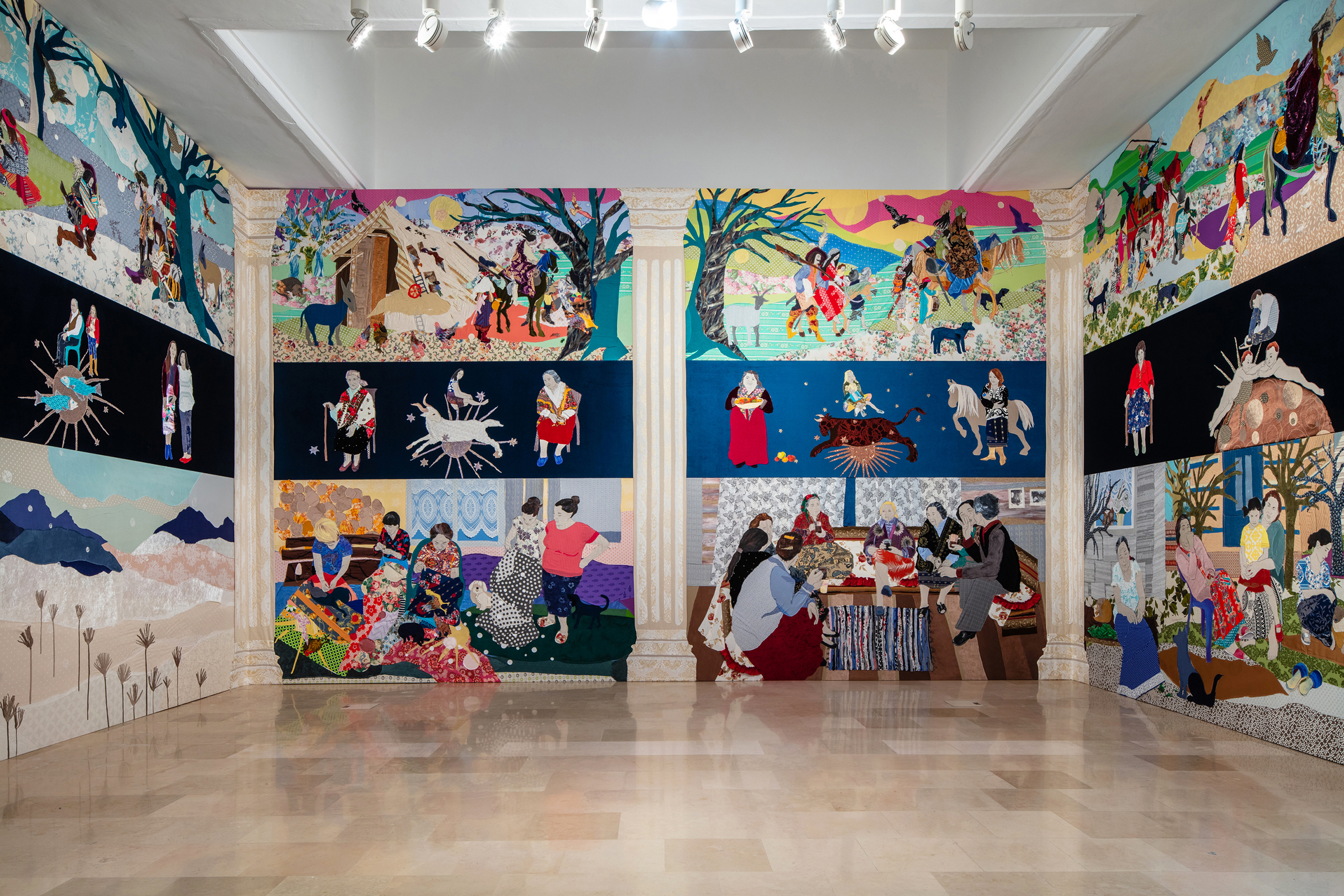 Installation view of Małgorzata Mirga-Tas, Re-enchanting the World, in the Polish Pavilion. Photo: Daniel Rumiancew