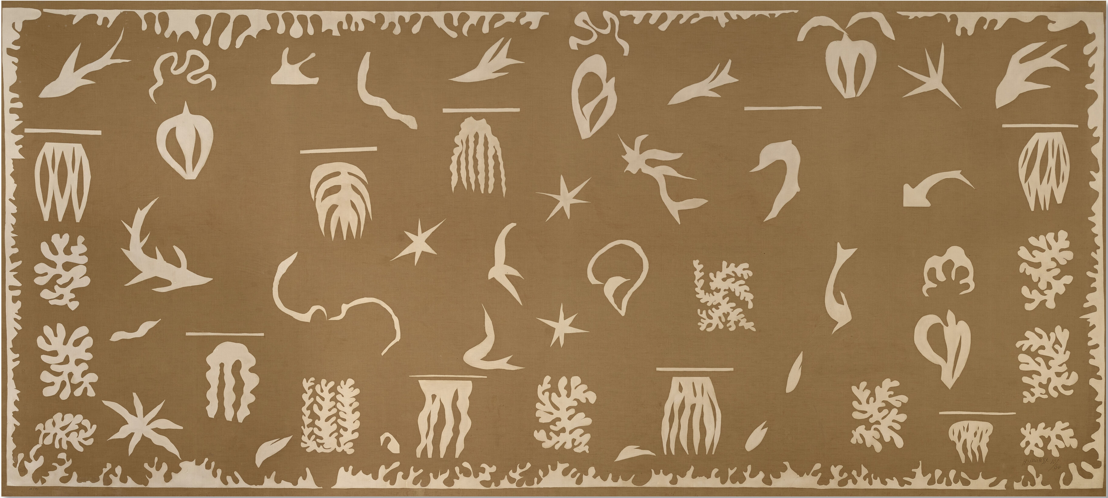 Henri Matisse (1869-1954), Oc&eacute;anie, la mer, 1946. Screenprint on linen. 65 x 149⅜ in (164.9 x 379.4 cm). Estimate: &pound;1,000,000-1,500,000. Offered in Collection Jacqueline Matisse Monnier on 13 April 2022 at Christie's in Paris