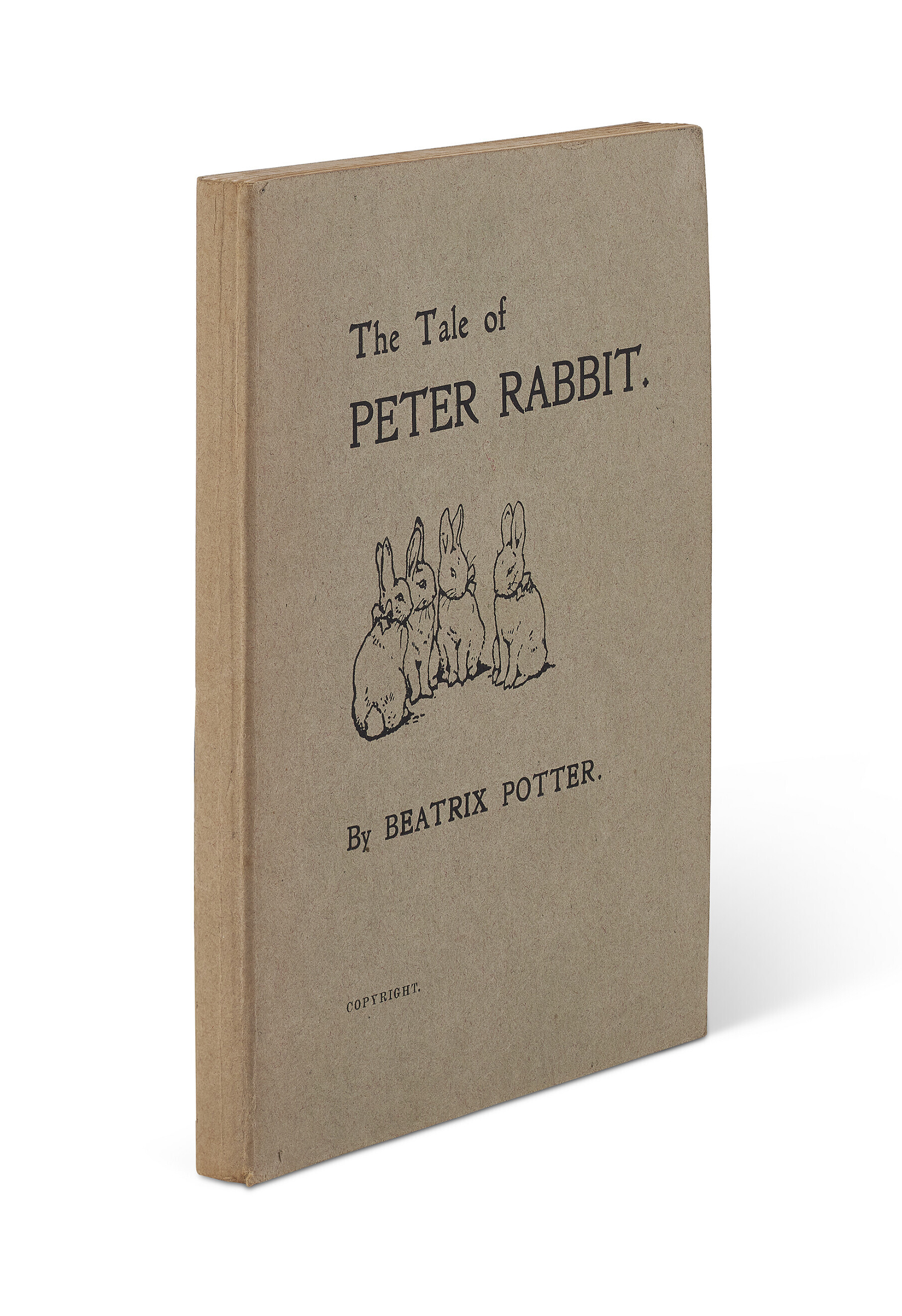 Beatrix Potter (1866-1943), The Tale of Peter Rabbit. London: Privately printed, 1901. Estimate: $40,000-60,000. Offered in Fine Printed Books and Manuscripts including Americana on 11–25 April 2022 at Christie's Online