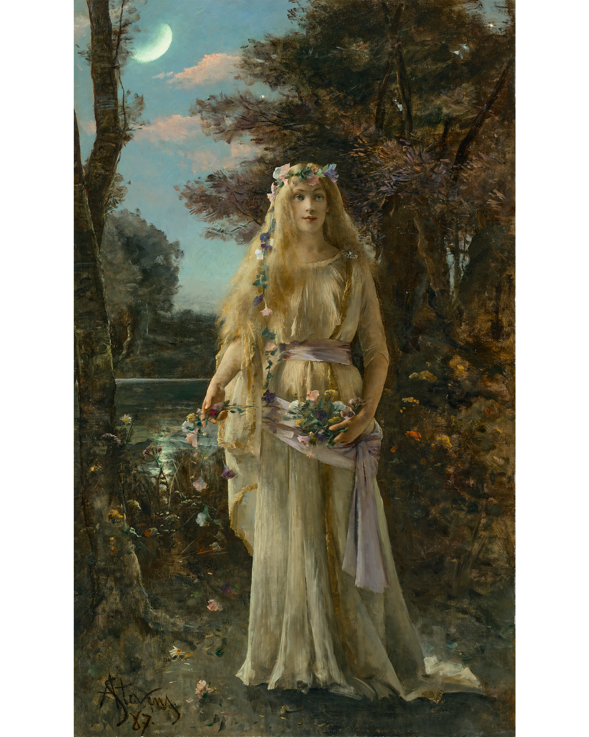 Alfred Stevens (1823-1906), Ophélie (Ophelia). Oil on canvas. 79 x 47½ in. (200.6 x 120.6 cm). Estimate: £60,000-100,000. On view at Christie’s The Art of Literature highlights exhibition, 6-15 June 2022. Offered in The Isabel Goldsmith Collection: Selected Pre-Raphaelite and Symbolist Art, 30 June-14 July 2022, Online