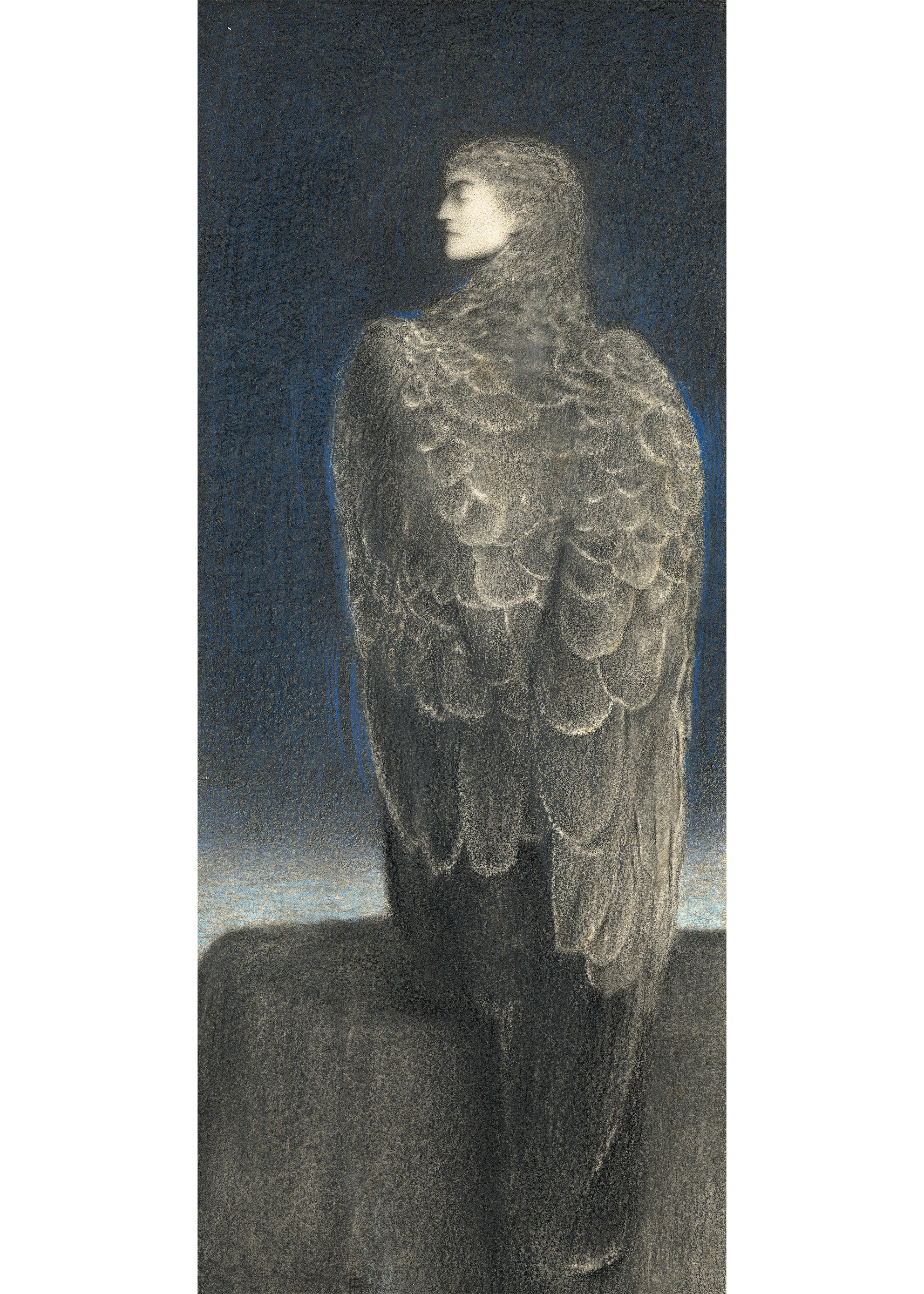 Fernand Khnopff (1858-1921), La Médusa endormie, c. 1896. Pencil and pastel on paper. 11⅝ x 5⅛ in (29.2 x 13 cm). Estimate: £80,000-120,000. On view at The Art of Literature highlights exhibition, 6-15 June 2022. Offered in The Isabel Goldsmith Collection: Selected Pre-Raphaelite and Symbolist Art, 30 June-14 July 2022, Online