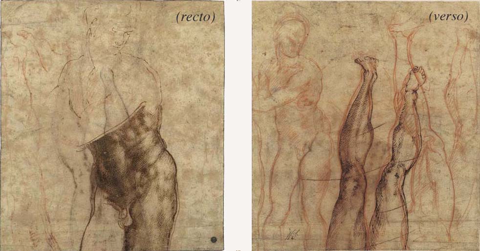 Michelangelo Buonarroti, The Risen Christ: a three-quarter length nude drawn over subsidiary studies, sold for £8,143,750 on 4 July 2000 at Christie's in London