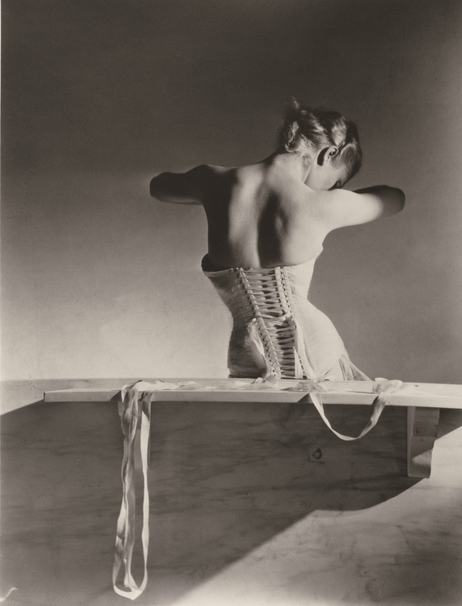 Horst P. Horst (1906-1999), Mainbocher Corset, Paris (1939). Gelatin silver print. 11⅞ x 9⅛ in (30.2 x 23.3 cm). Estimate: €10,000-12,000. Offered in Photographies on 24 May at Christie’s in Paris