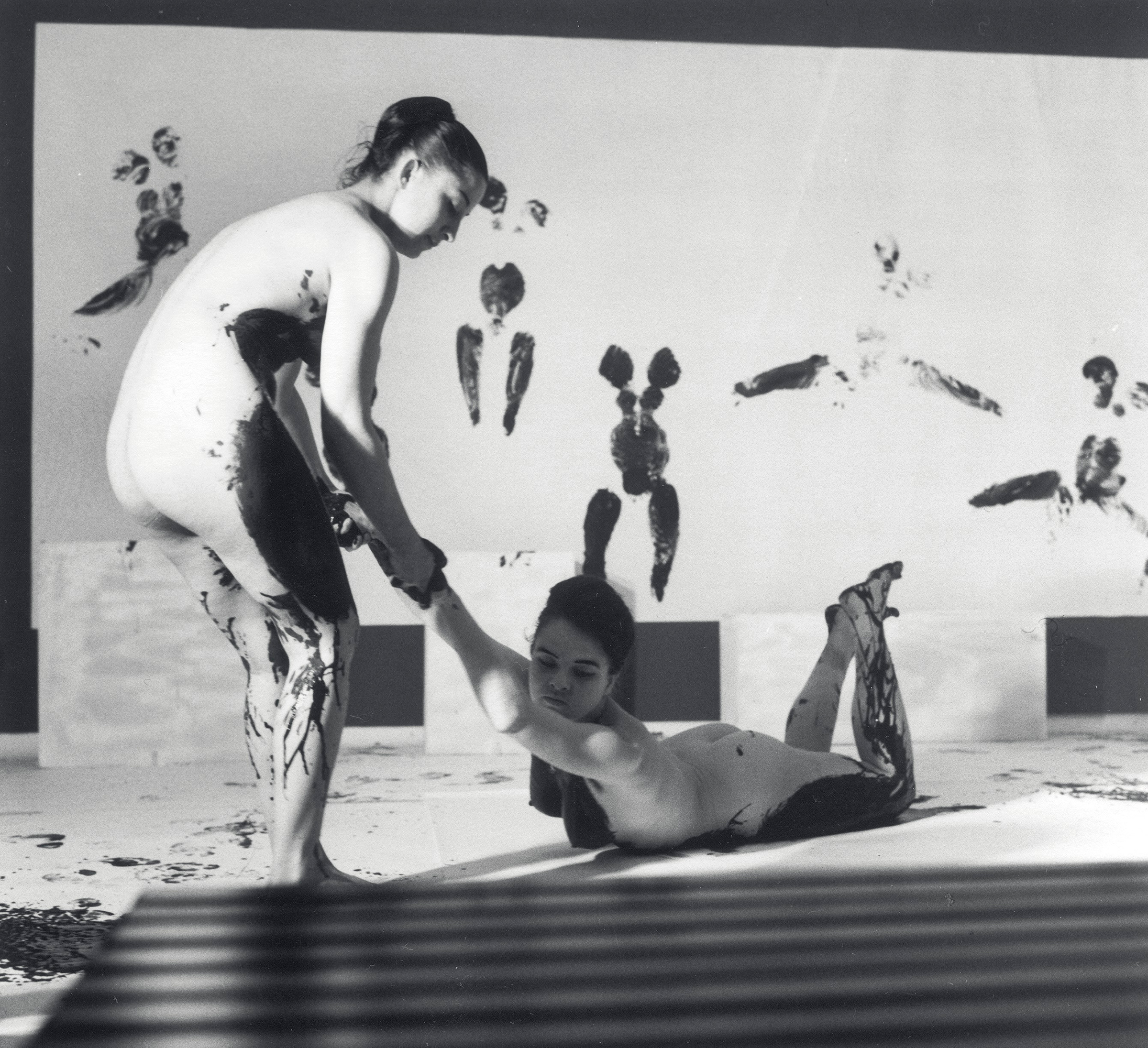 Yves Klein, performance of Anthropometries de l'epoque bleue at the Galerie Internationale de l'Art Contemporain, Paris, on 9 March 1960