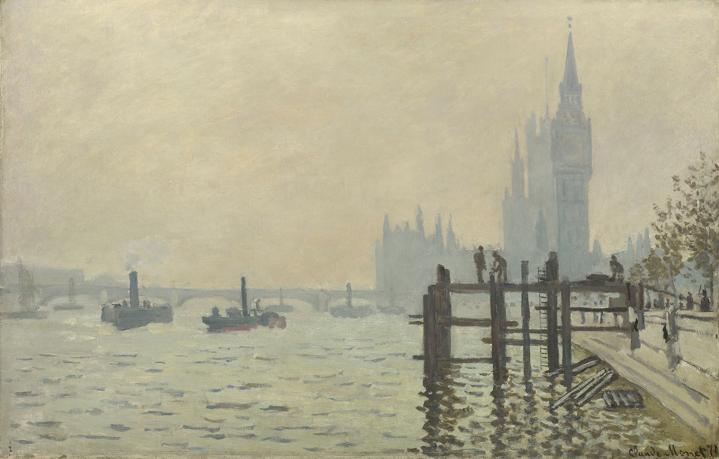 Claude Monet (1840-1926), The Thames below Westminster, circa 1871. Oil on canvas. 47 x 73 cm. Bequeathed by Lord Astor of Hever, 1971. The National Gallery, London