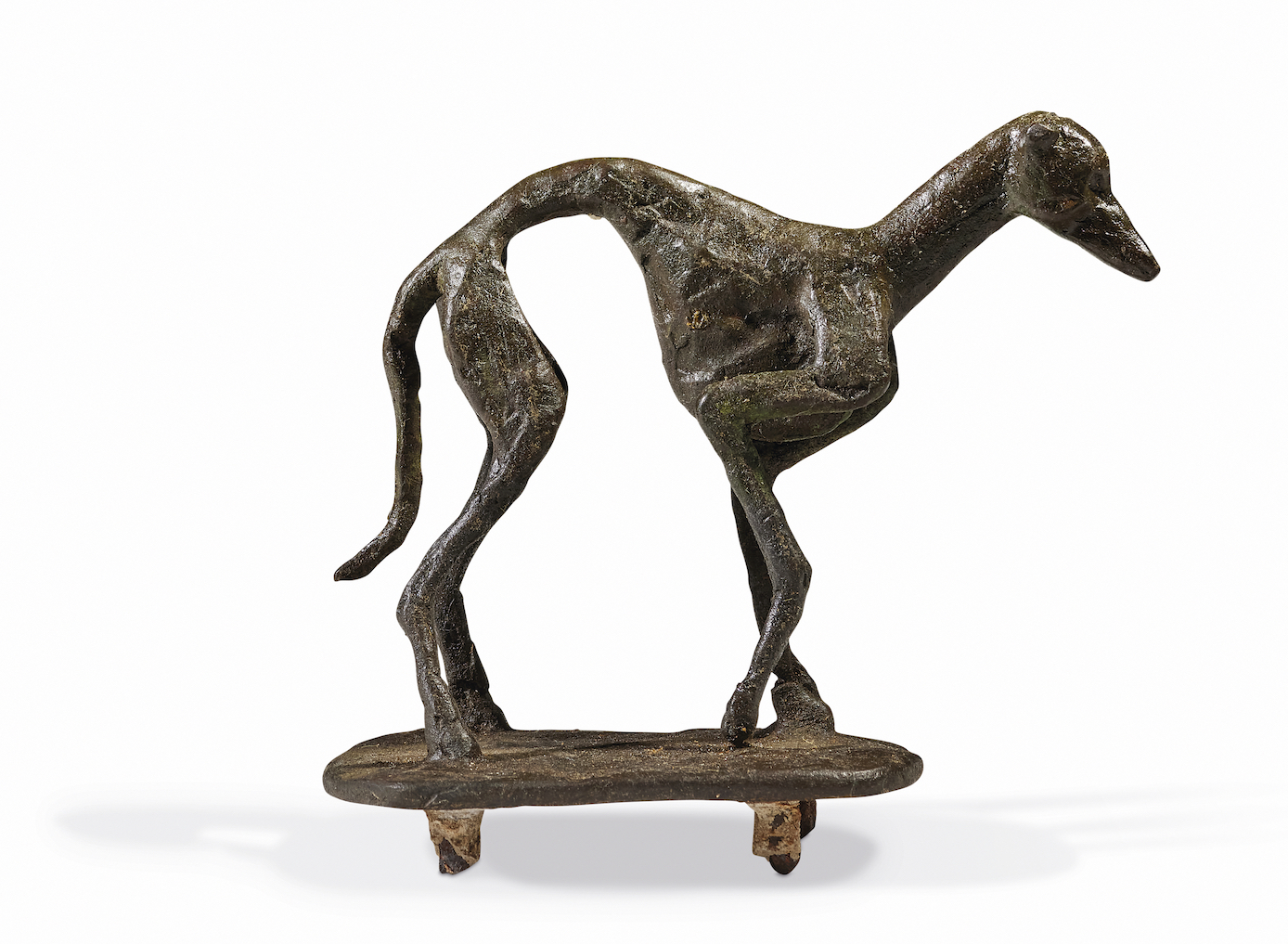 Diego Giacometti (1902-1985), Bucky, circa 1970-80. Patinated bronze. 5 x 2&frac34; x 5⅞ in (12.7 x 6.8 x 15 cm). Sold for &euro;107,100 on 17 June at Christie&rsquo;s in Paris