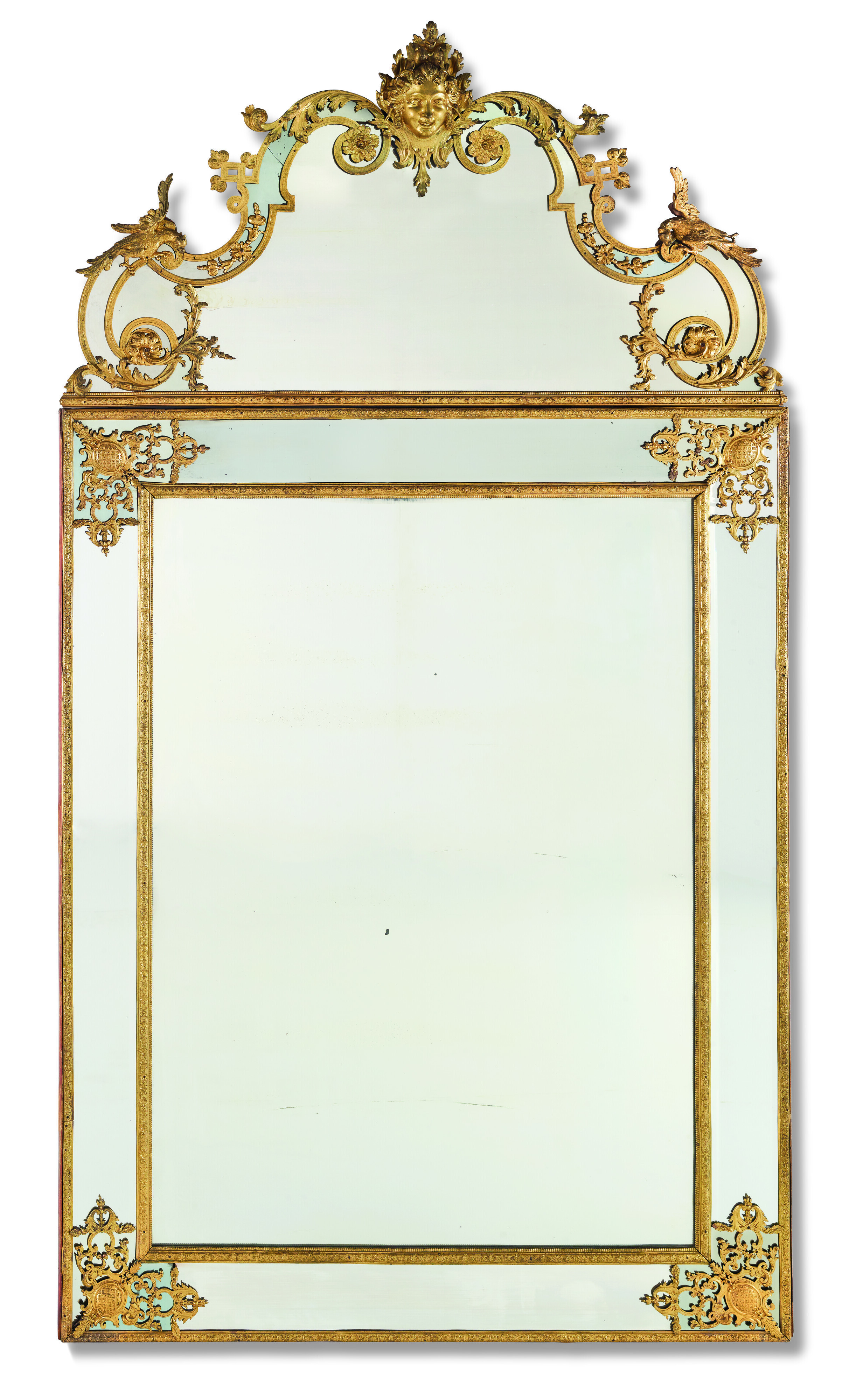 Attributed to Charles Cressent, Régence ormolu-mounted mirror, c. 1720. Bronze, gold and gold plated wood. 294 (115 3⁄4 in.) x 162 cm. (63 3⁄4 in.). Estimate: €700,000-1,000,000. Offered in Le Grand Style: An apartment on the Quai d'Orsay designed by Alberto Pinto, 30 June at Christie's Paris.
