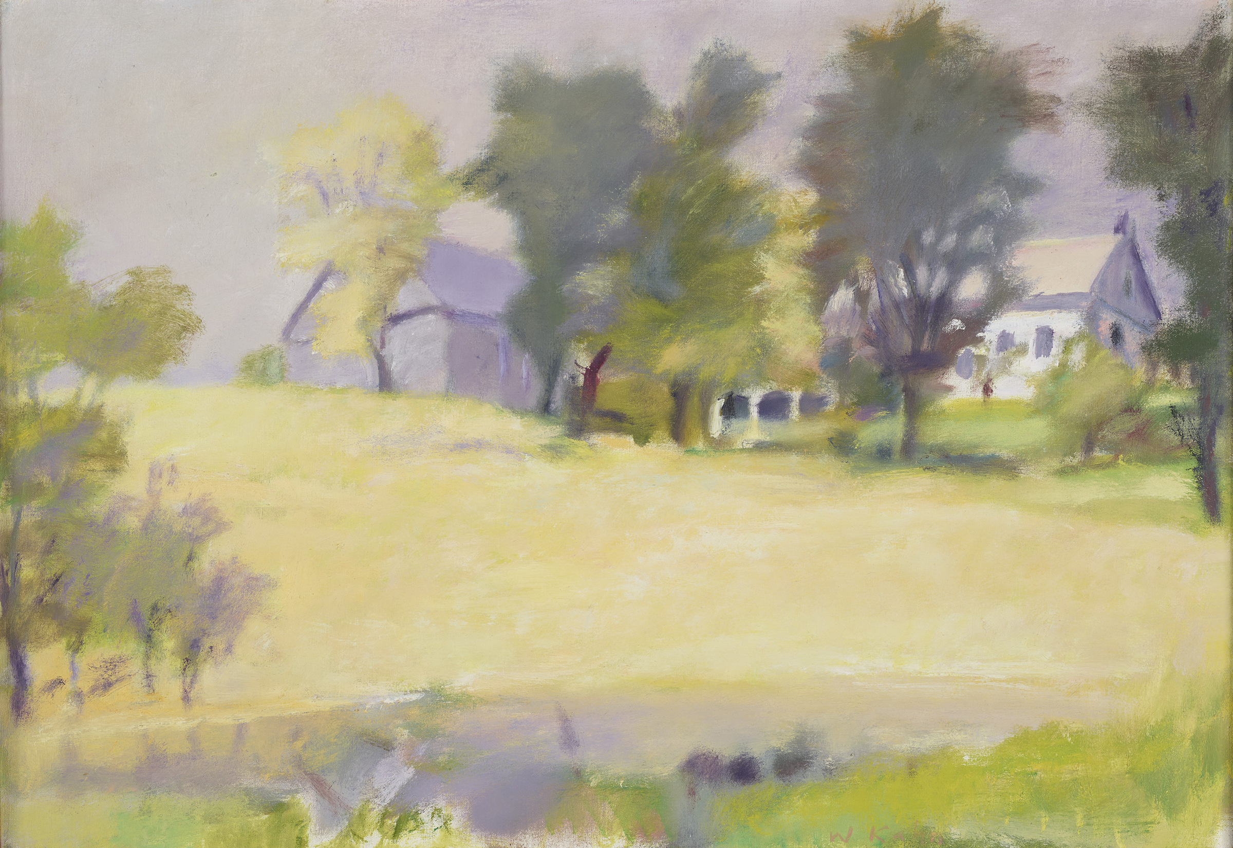 Wolf Kahn (1927-2020), On the Jenck’s Farm II, 1974. Oil on canvas. 22 x 32 in (55.9 x 81.3 cm). Offered in Nature Abstracted: Vivian Springford, Wolf Kahn and Emily Mason until 26 June 2022