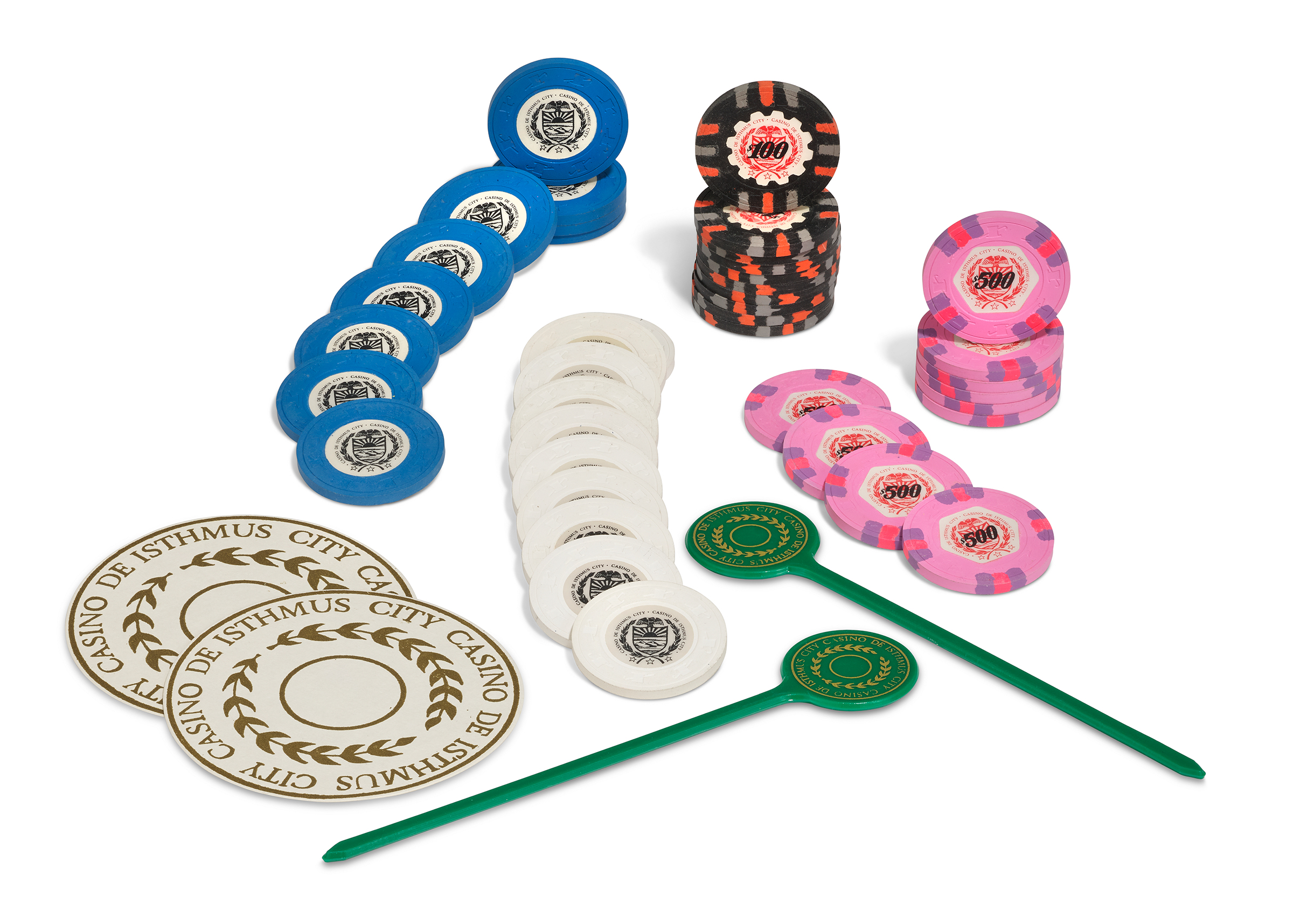 The Casino de Isthmus City chips included in the lot