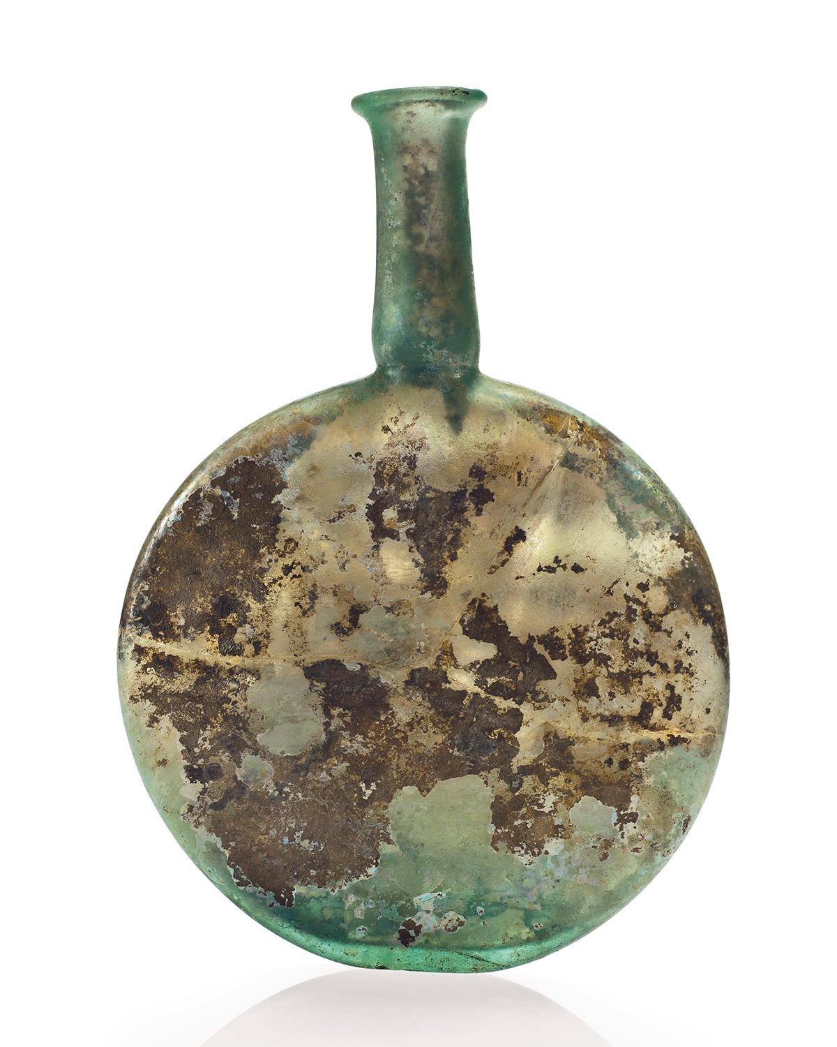 A Roman light green glass pilgrim flask, circa 3rd-4th century A.D., sold for $2,500 on 11 December 2014 at Christie's in New York