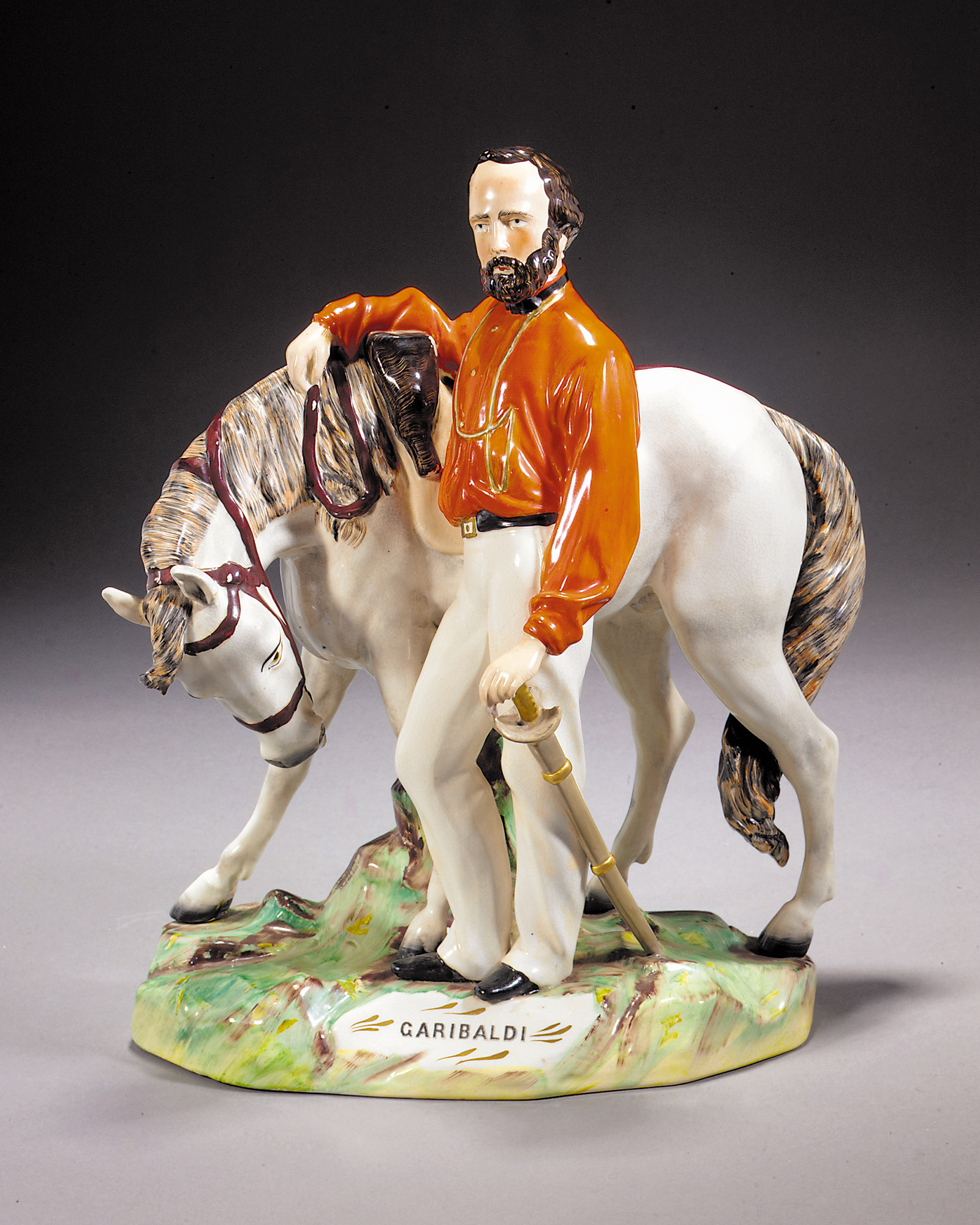 An equestrian figure of Giuseppe Garibaldi by Thomas Parr, circa 1861, sold for £764 on 20 September 2001 at Christie's in London