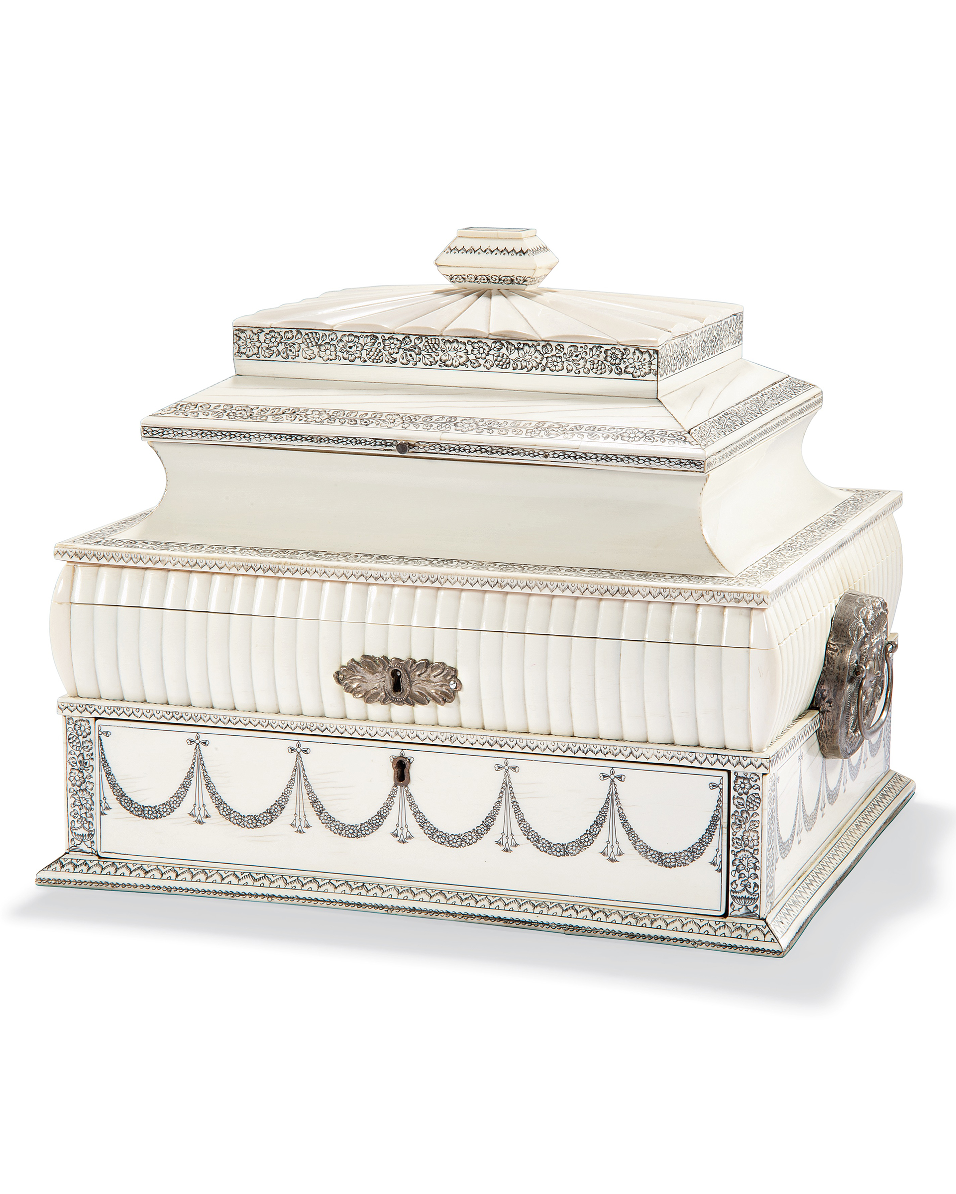An Anglo-Indian silver-mounted writing and work-box, Vizagapatam, early 19th century, sold for £5,625 on 3 November 2011 at Christie's in London