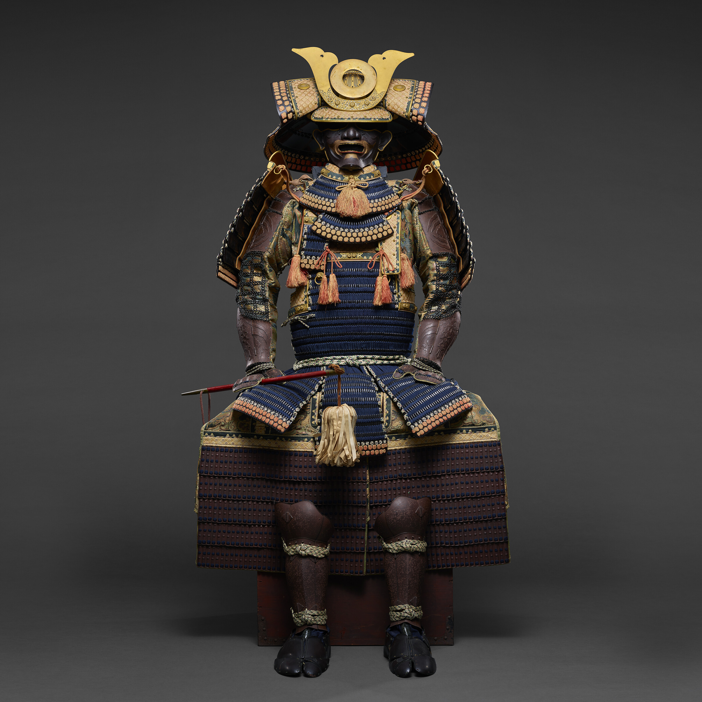 A blue laced honkozane daimyo domaru gusoku (armor), Edo period (18th century), Helmet bowl: Kamakura period (13-14th century). Estimate: $180,000-250,000. Offered in Japanese and Korean Art on 20 September 2022 at Christie's in New York