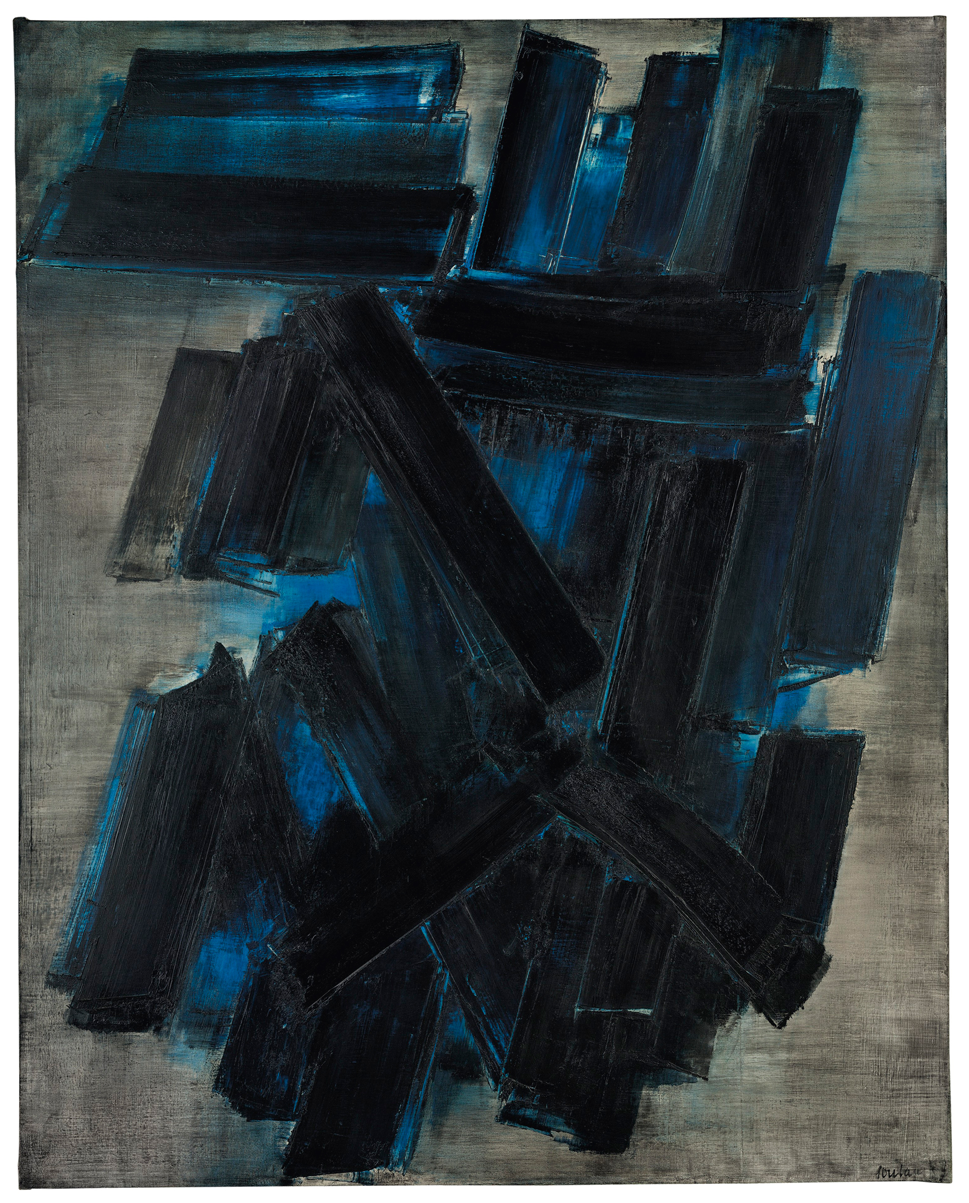 Pierre Soulages (1919-2022), Peinture 195 x 155 cm., 7 f&eacute;vrier 1957, painted in 1957. 76&frac34; x 61⅛ in (195 x 155 cm). Sold for &pound;3,666,500 on 13 February 2014 at Christie&rsquo;s in London. &copy; Pierre Soulages, DACS 2022